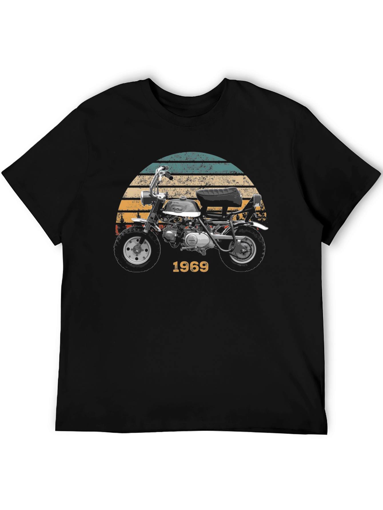 Black Vintage Motorcycle 1969 Graphic T-Shirt view 5