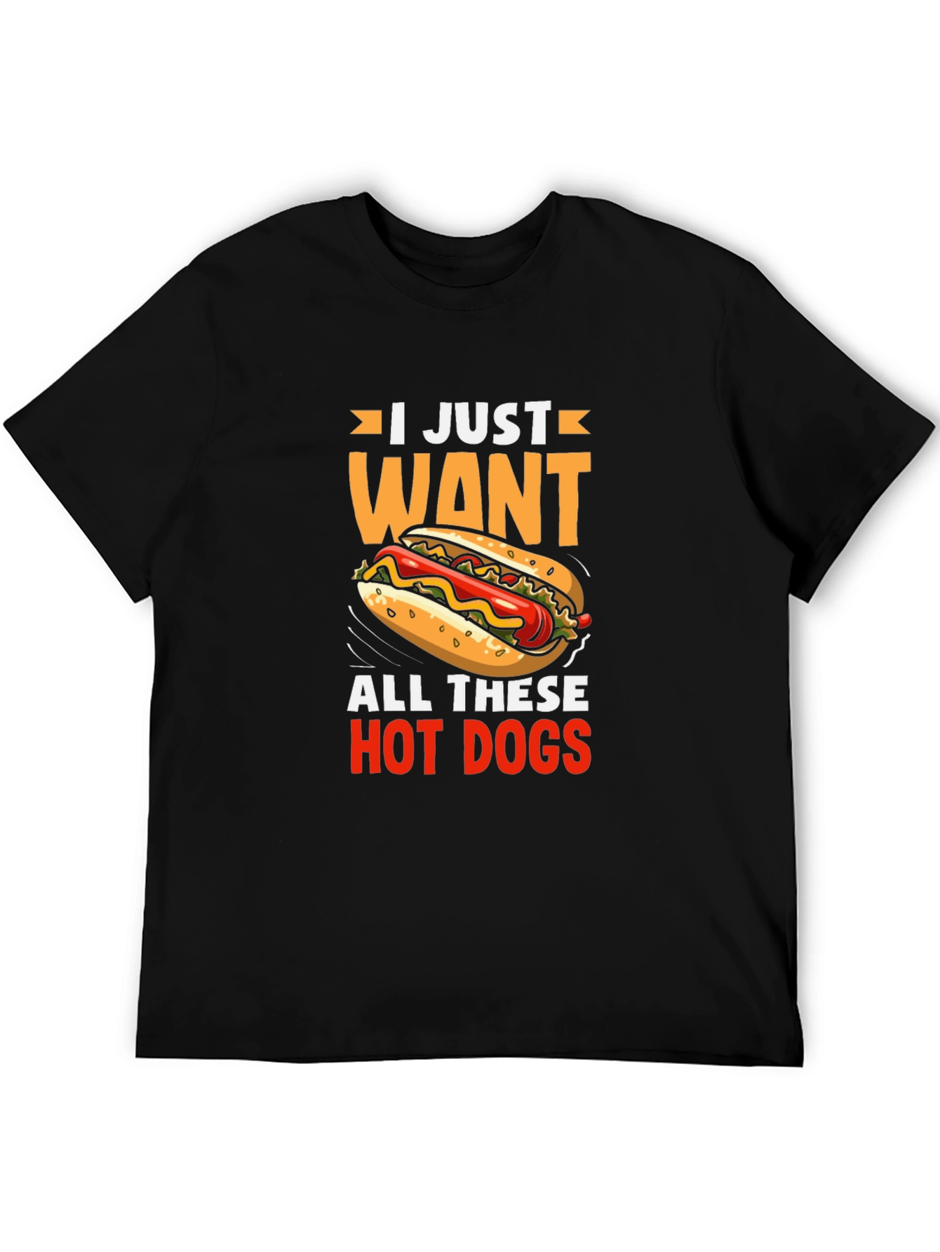 Black I Just Want All These Hot Dogs Graphic Tee view 5