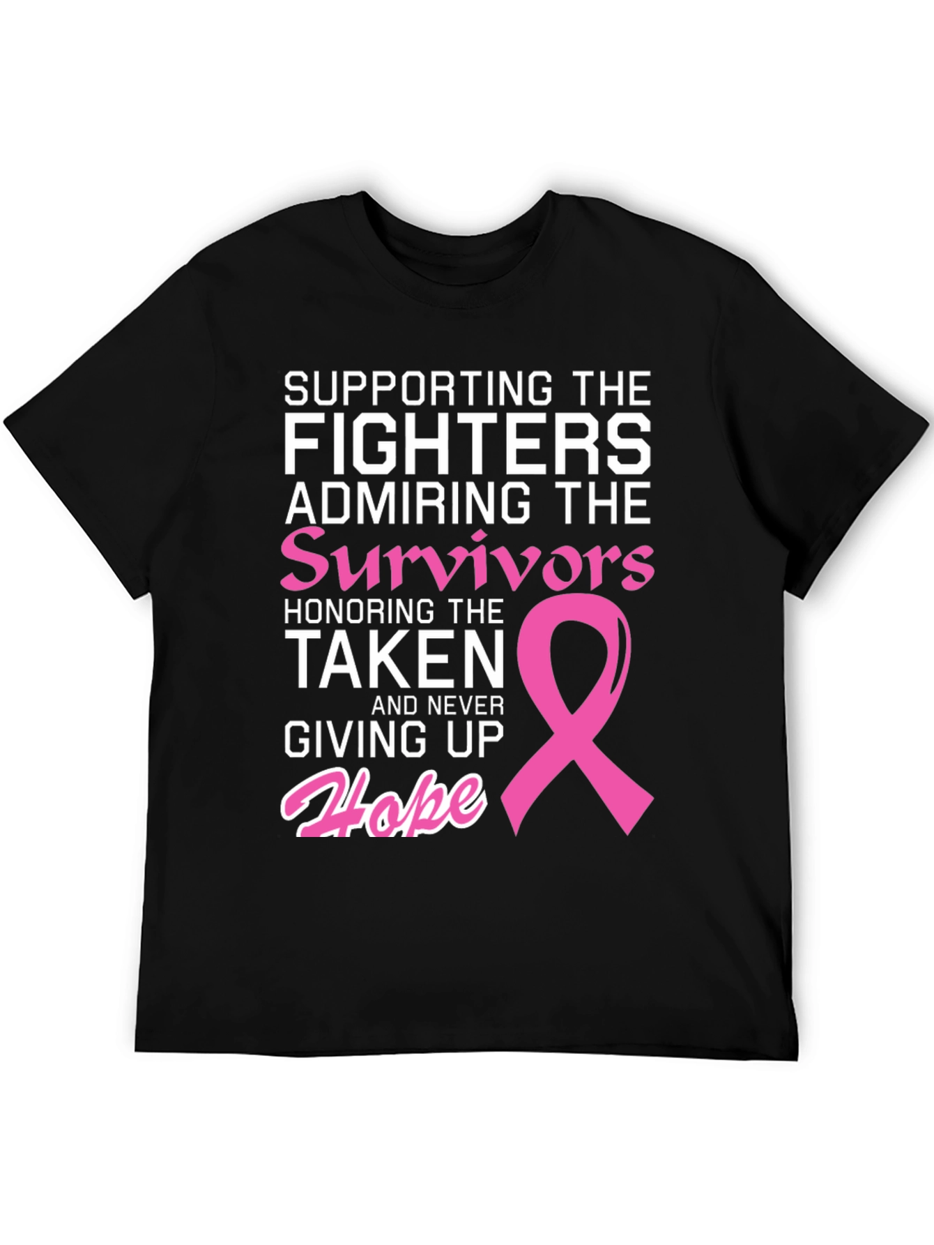 Black Breast Cancer Awareness T-Shirt: Fighters, Survivors, Hope view 5