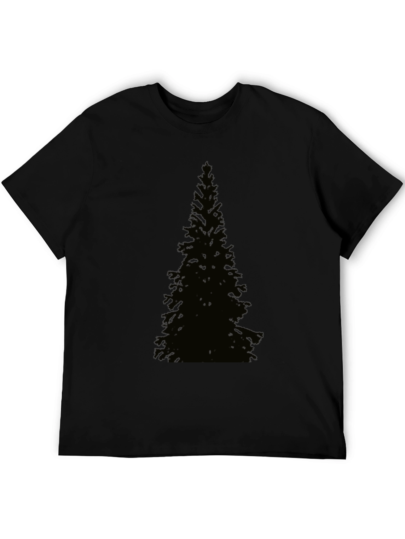 Black Evergreen Tree Graphic Tee - Black Cotton T-Shirt view 5