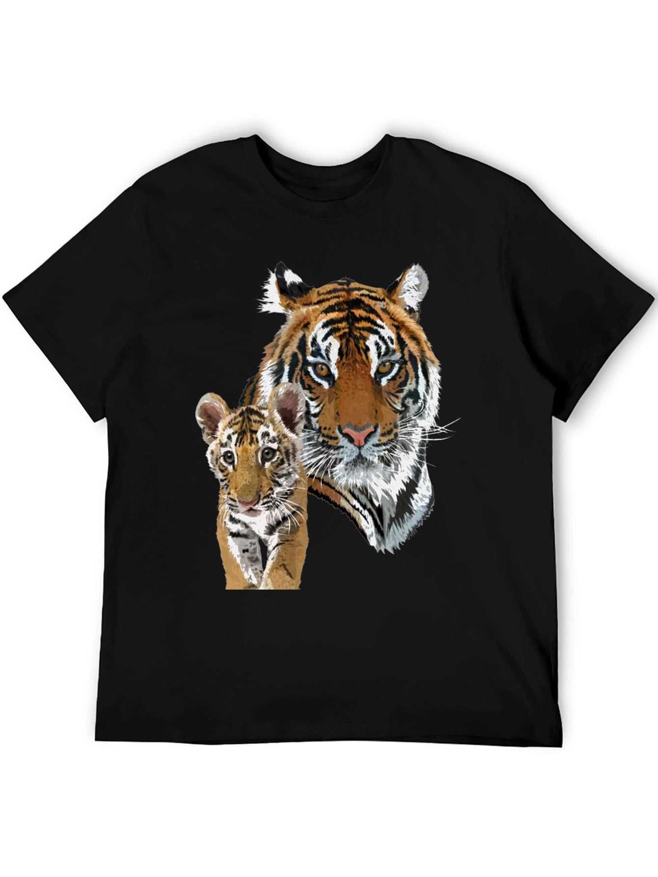 Black Tiger & Cub Graphic Tee - Unisex Black T-Shirt view 5