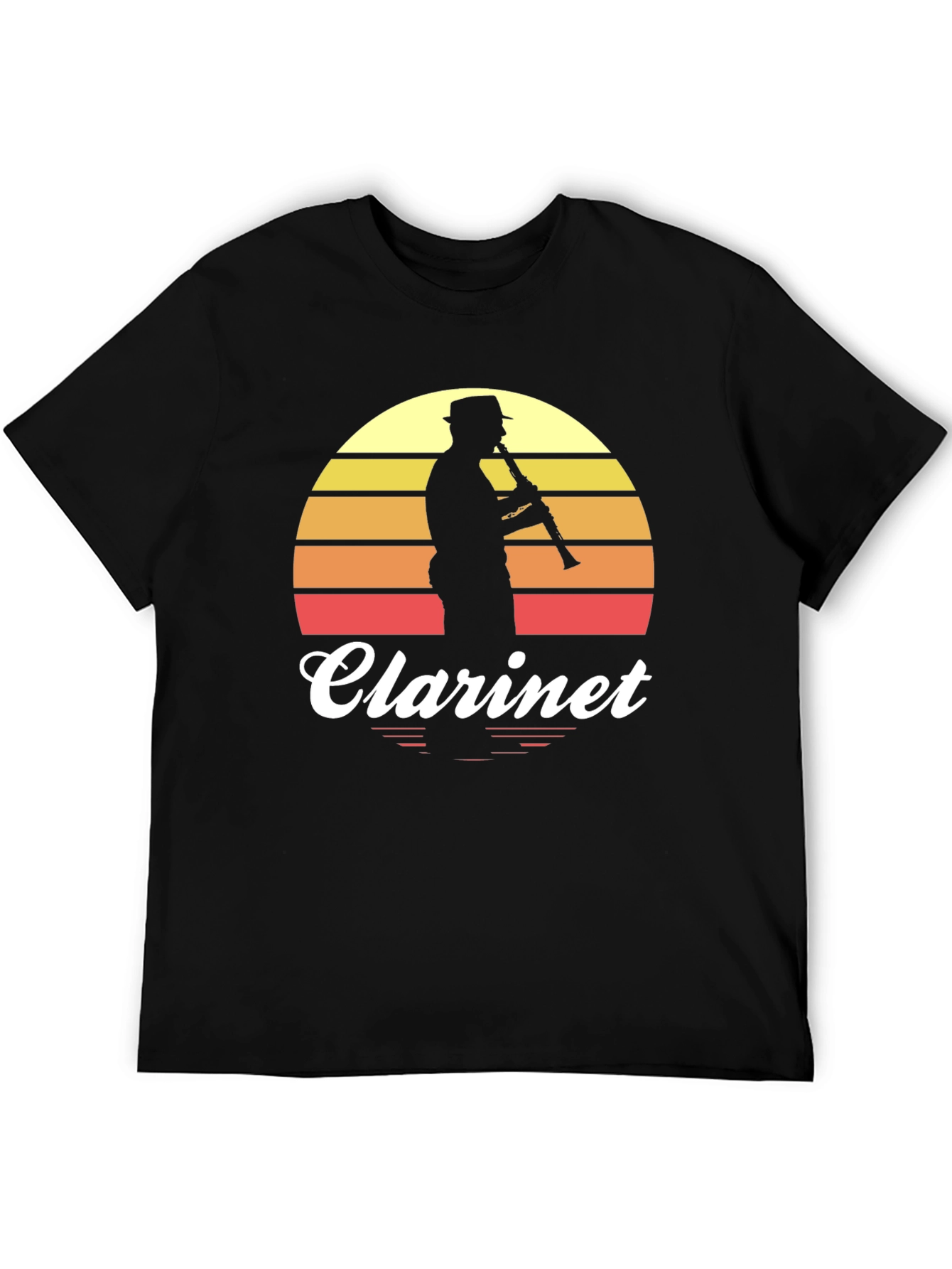Black Vintage Clarinet Player T-Shirt view 5