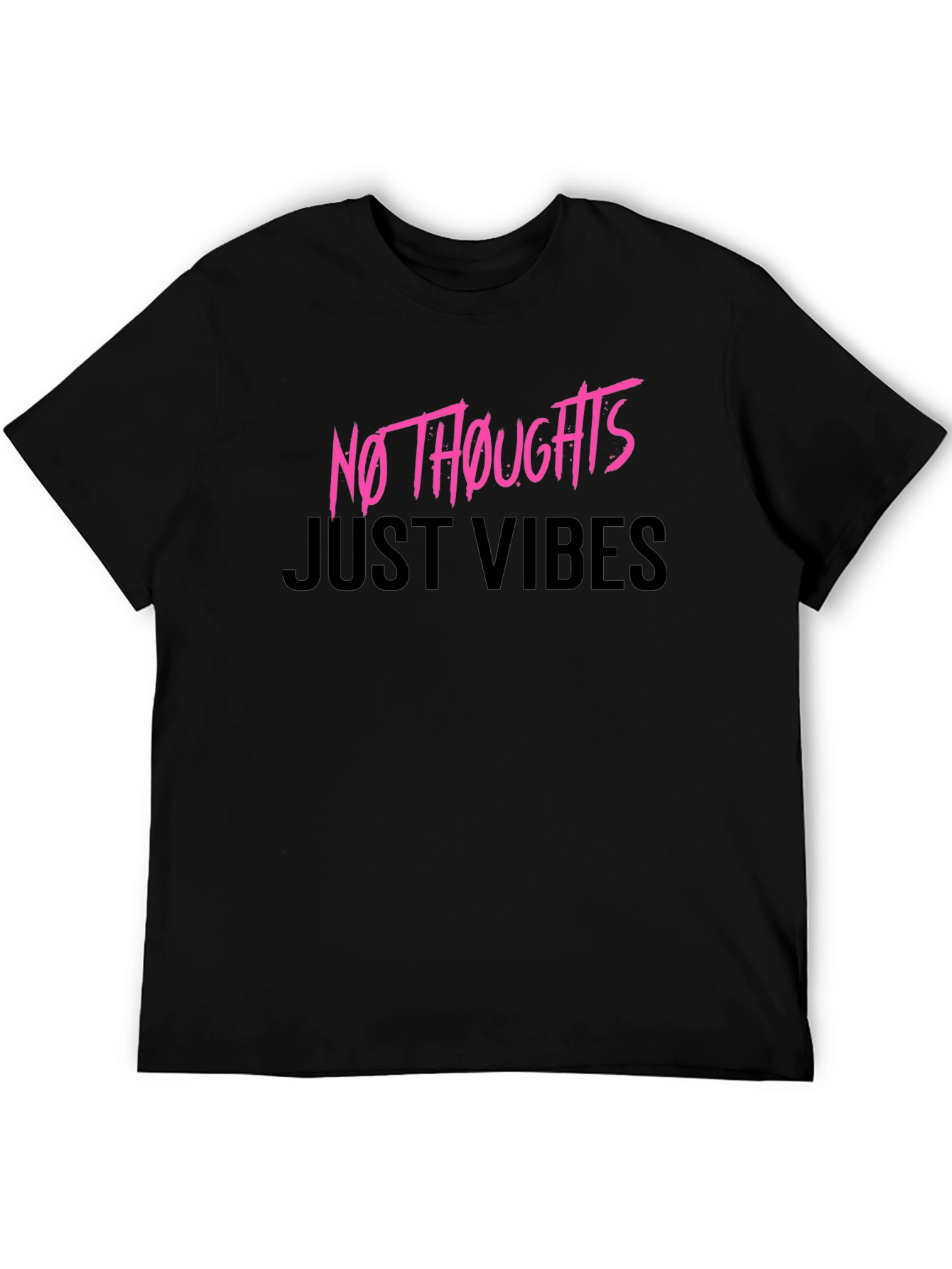 Black No Thoughts Just Vibes Graphic Tee view 5