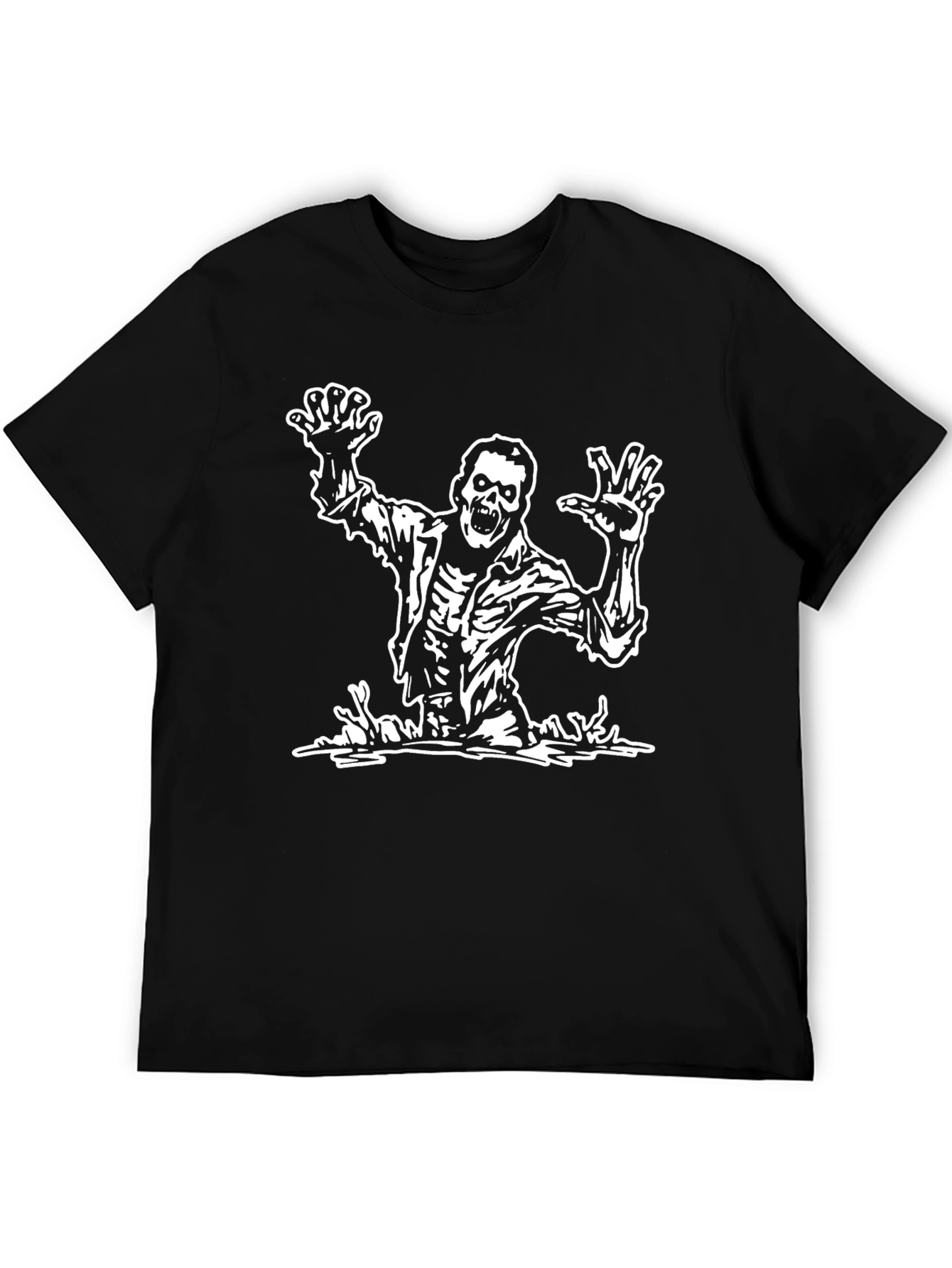 Black Zombie Graphic Tee - Black Cotton T-Shirt view 5