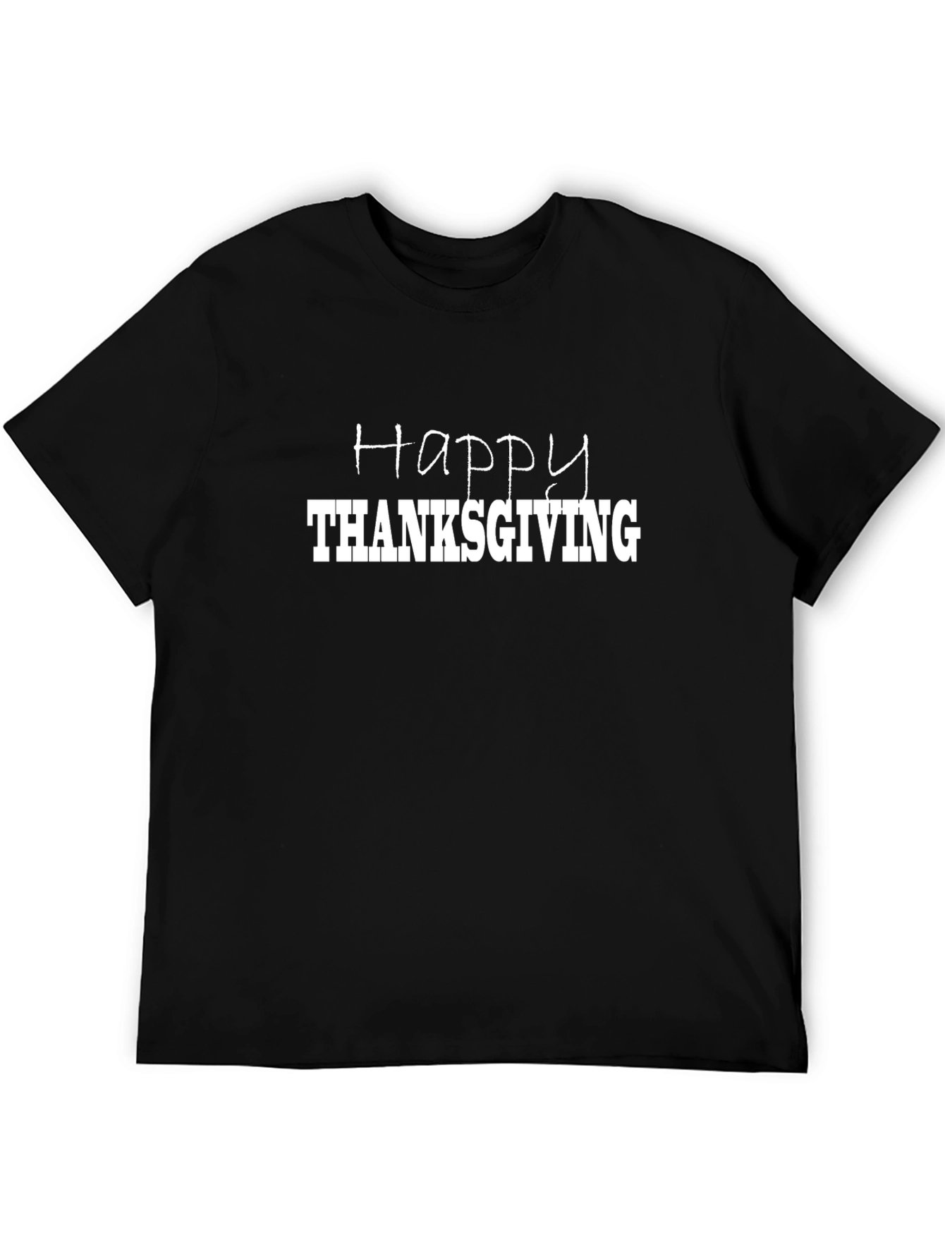 Black Happy Thanksgiving T-Shirt - Black Holiday Tee view 5