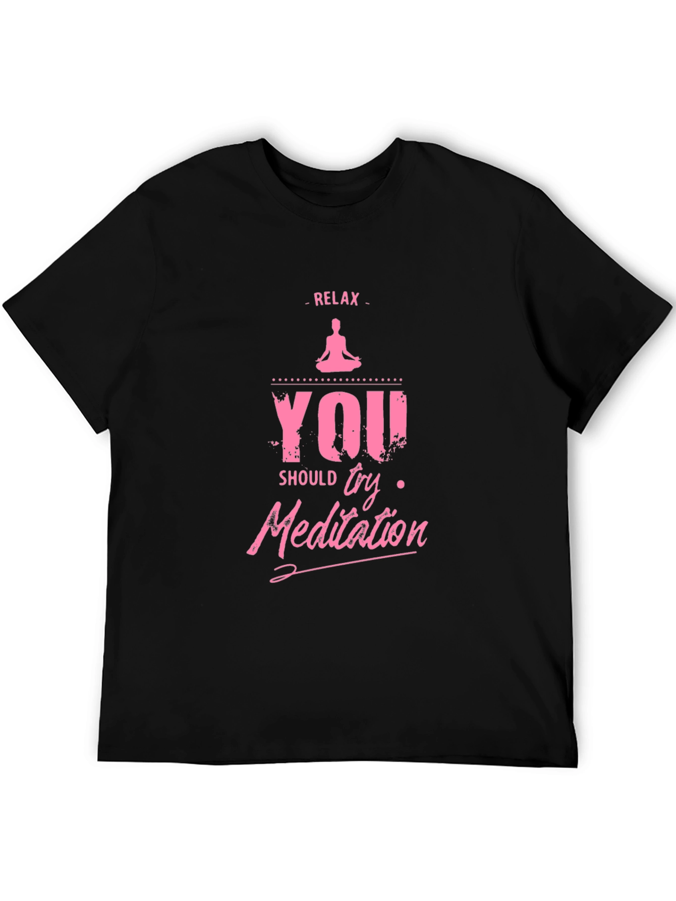 Black Relax Meditation Graphic T-Shirt view 5