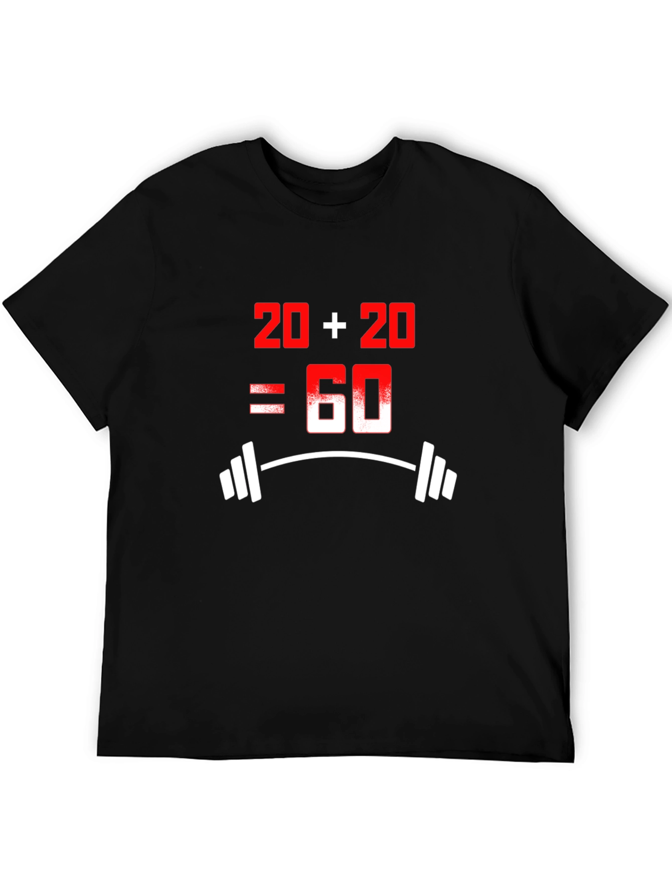 Black Funny 20+20=60 Workout T-Shirt view 5