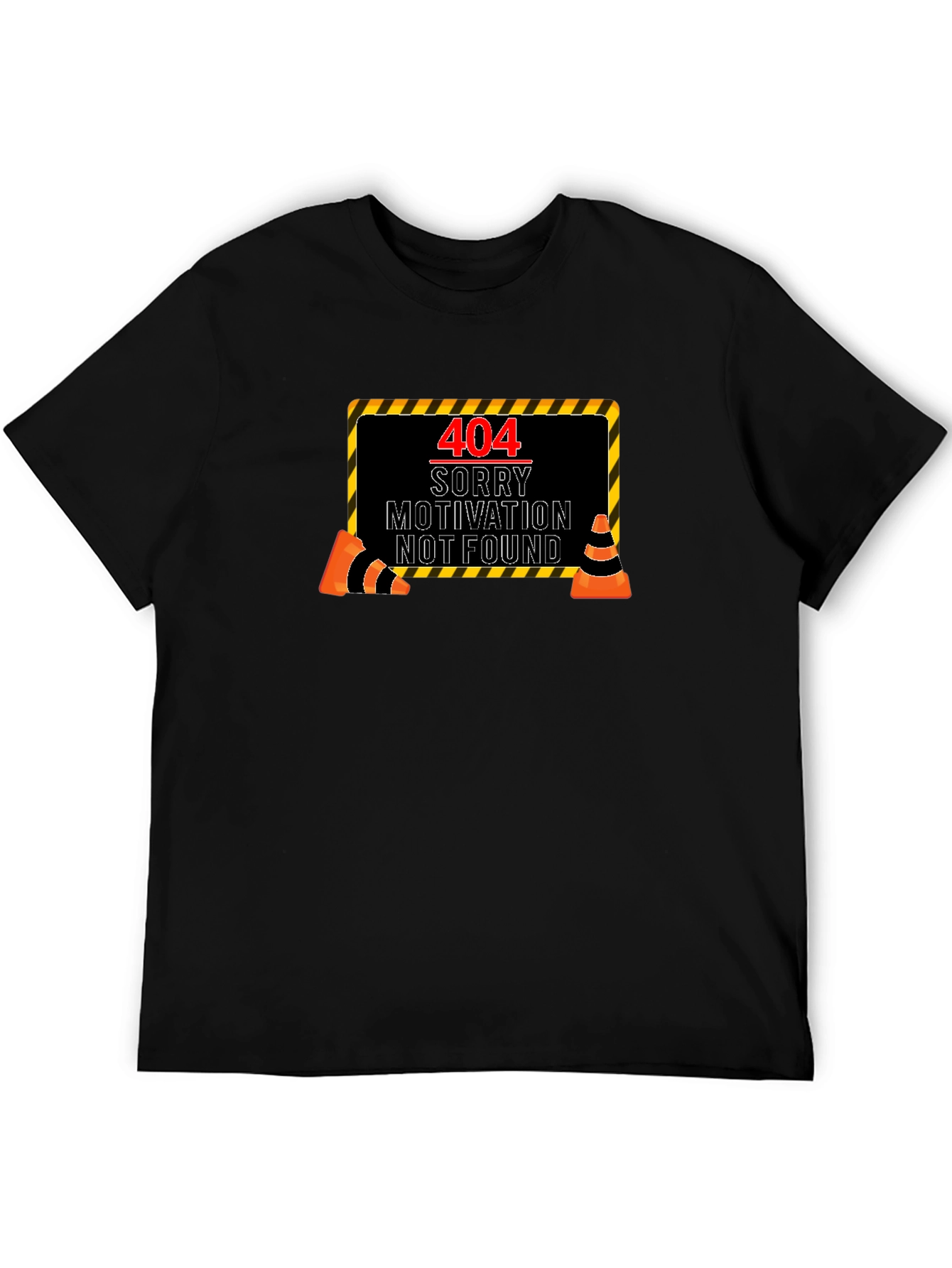 Black 404 Motivation Not Found Black Graphic Tee view 5