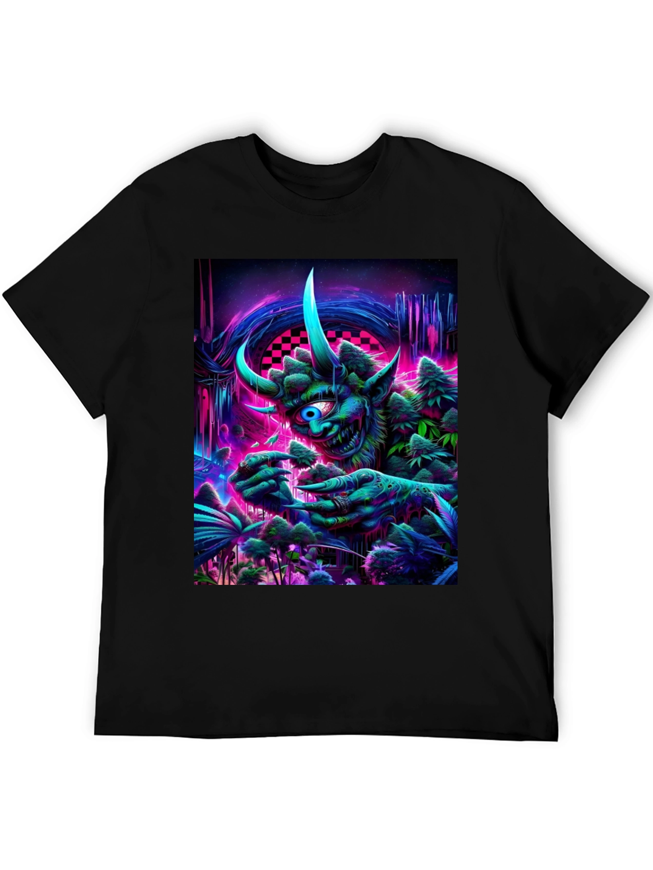 Black Psychedelic Monster Graphic T-Shirt view 5