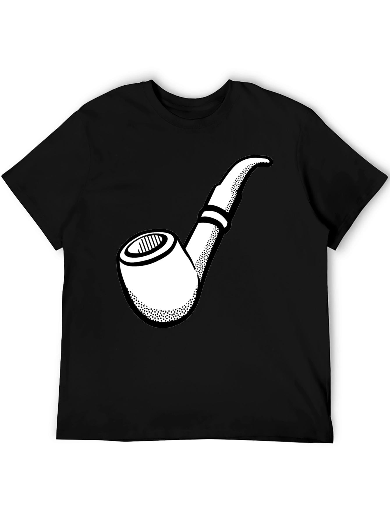 Black Smoking Pipe Graphic T-Shirt - Black Cotton Tee view 5