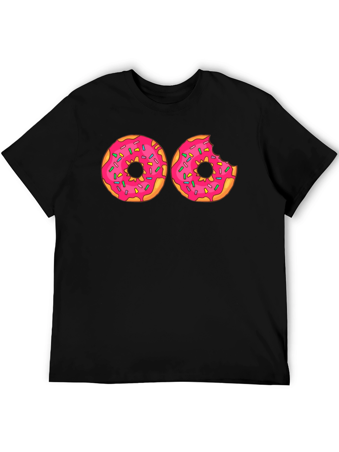 Black Donut Graphic T-Shirt - Pink Frosted Donuts Tee view 5