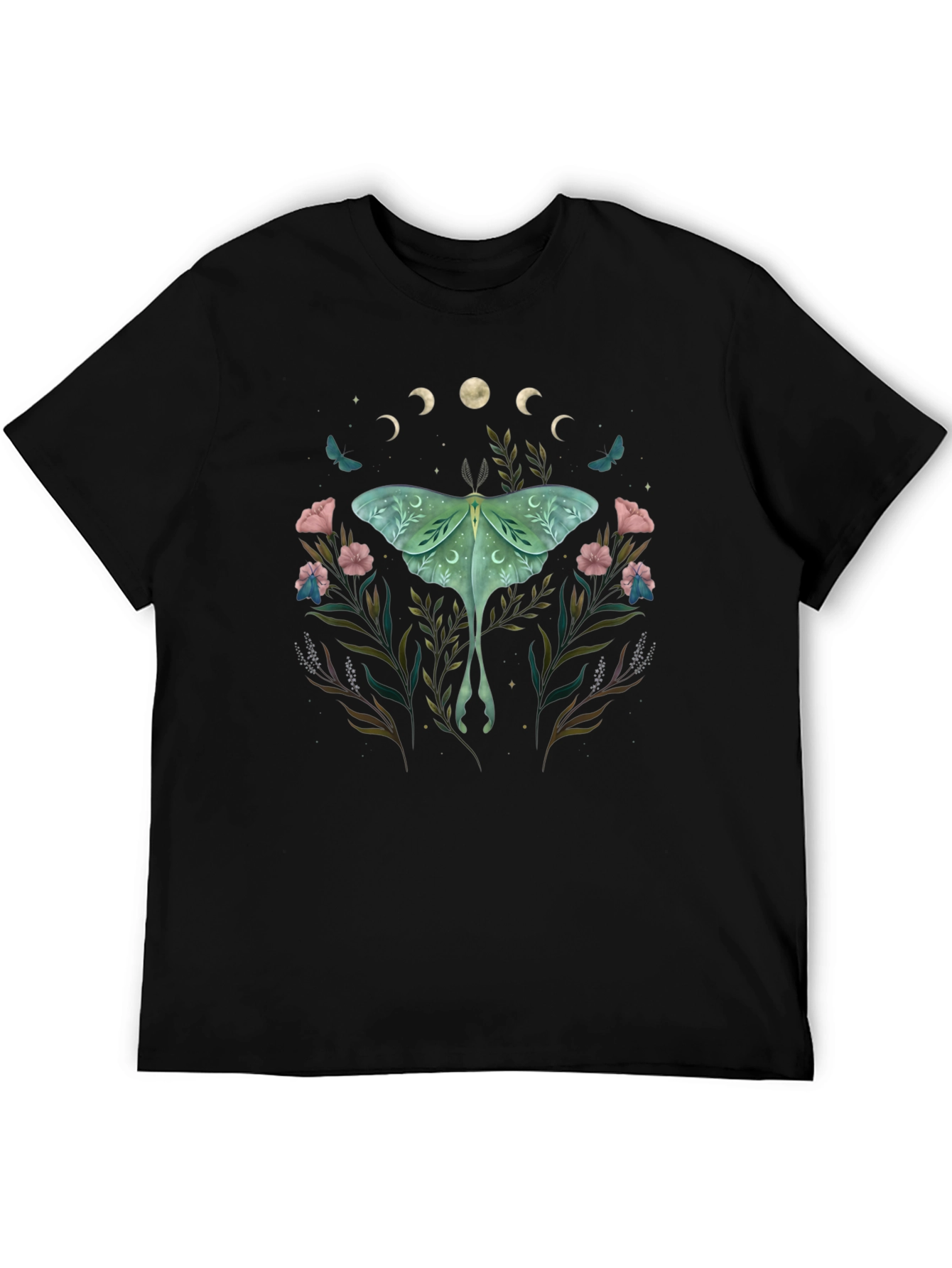 Black Luna Moth Floral T-Shirt view 5