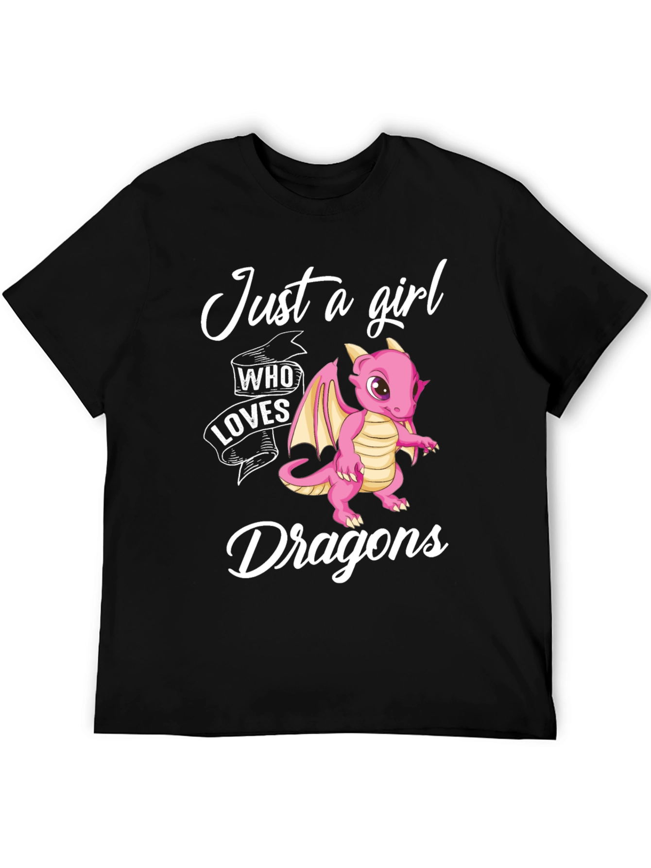 Black Just a Girl Who Loves Dragons T-Shirt view 5
