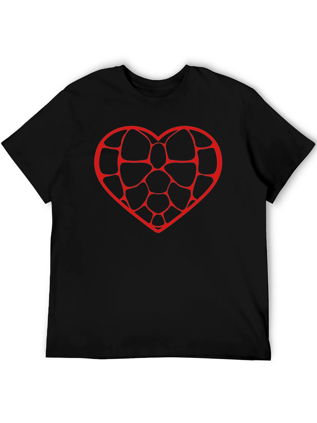 Black Geometric Heart Graphic Tee - Men's Black T-Shirt view 5