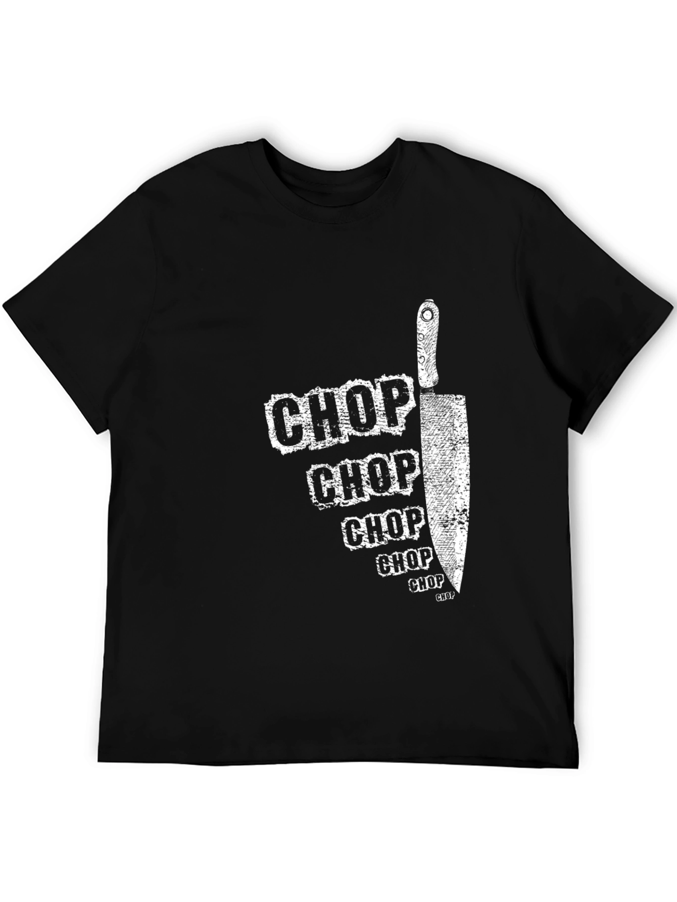 Black Chop Chop Chef's T-Shirt - Culinary Humor view 5
