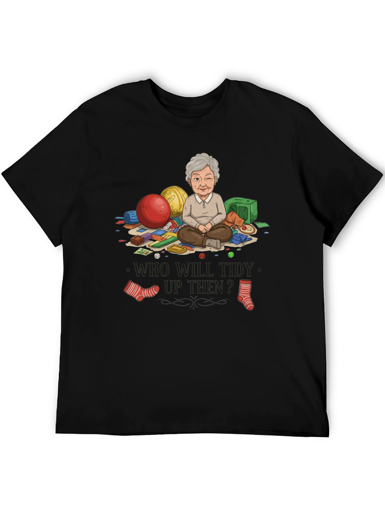 Black Grandma Tidy Up Graphic T-Shirt view 5