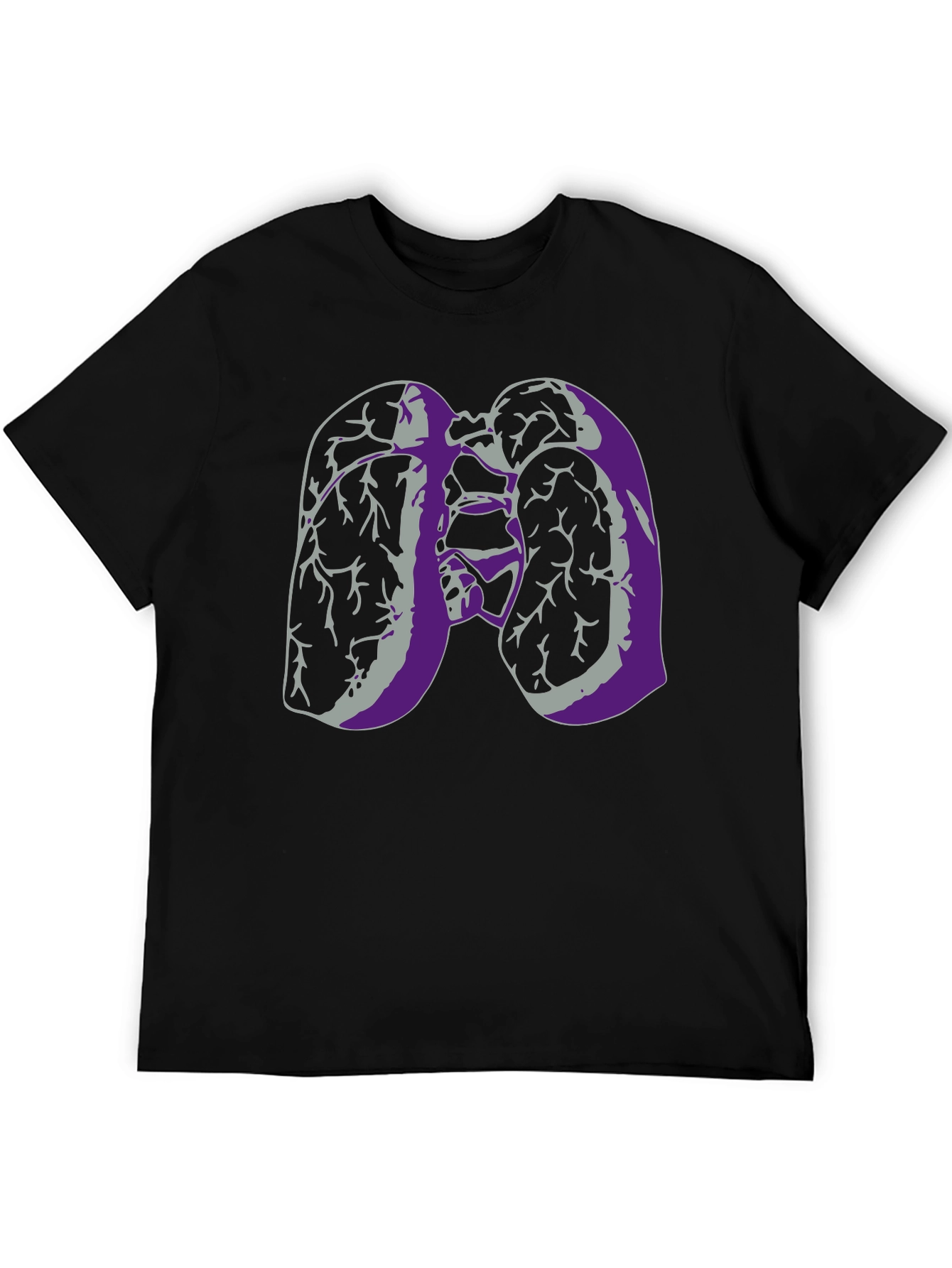 Black Lung Anatomy Graphic Print Black T-Shirt view 5