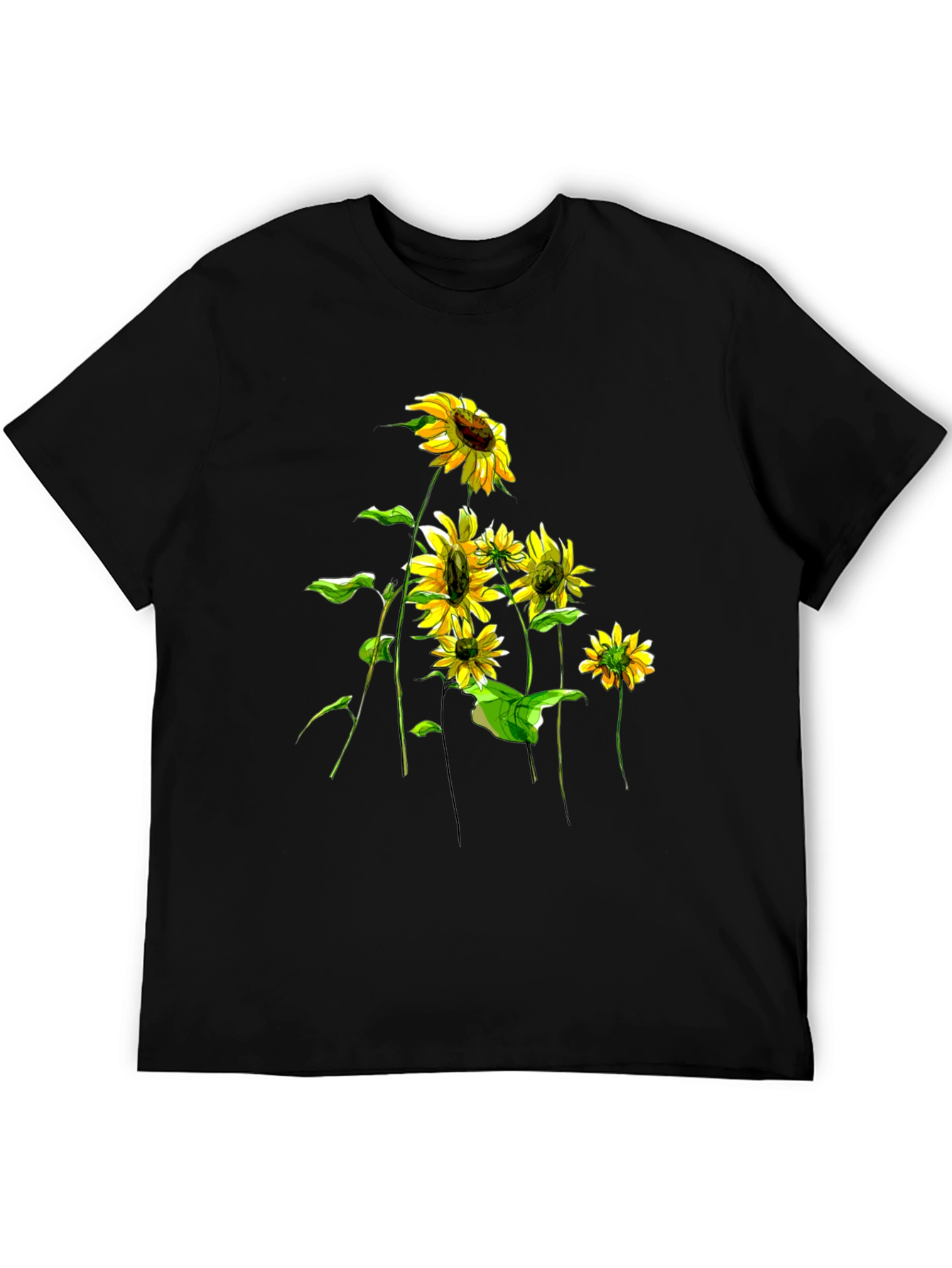 Black Sunflower Graphic Tee - Stylish Black T-Shirt view 5