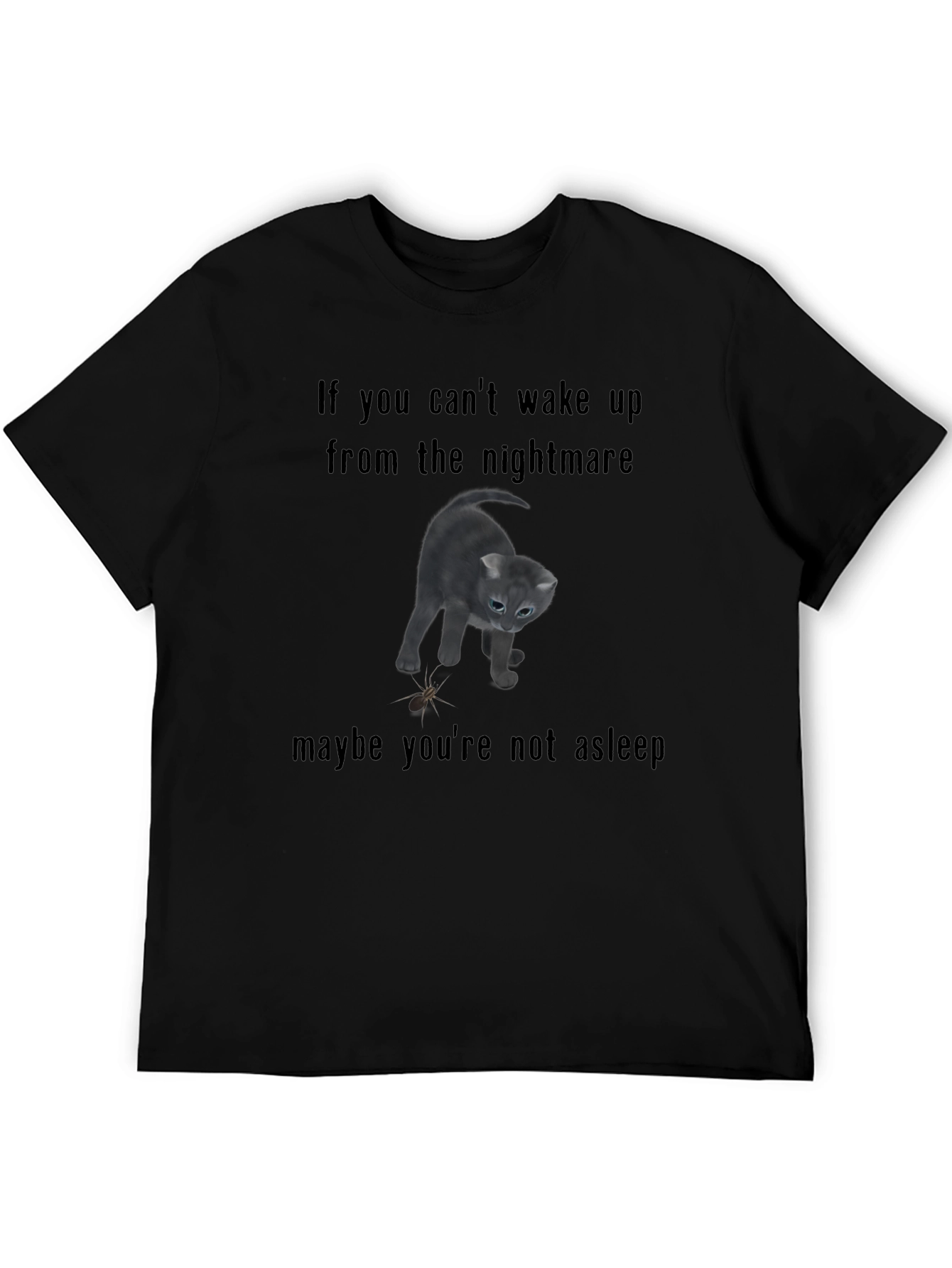 Black Nightmare Kitten Graphic Tee - Soft Black T-Shirt view 5