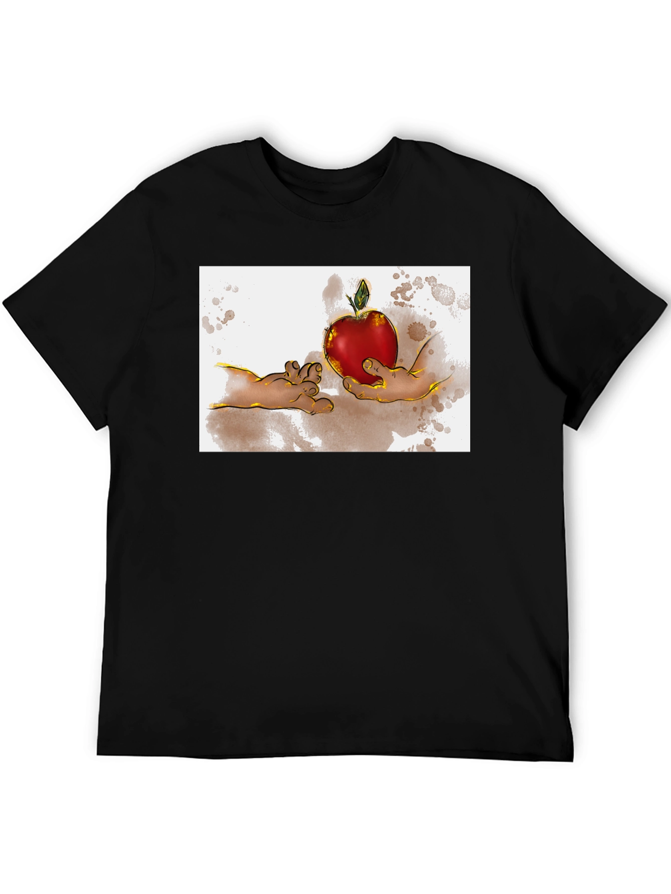Black Creation of Adam Apple Graphic T-Shirt view 5