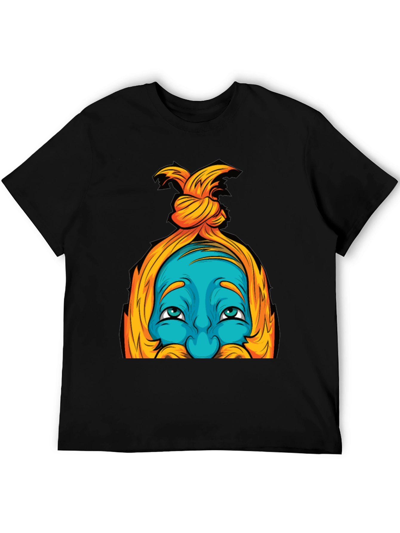 Black Blue Cartoon Face Graphic T-Shirt view 5