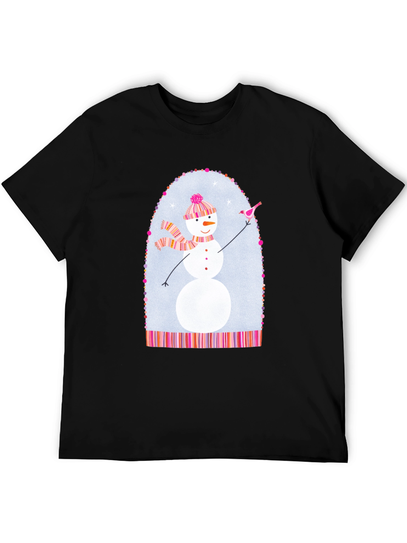 Black Snowman Graphic Tee - Festive Holiday Shirt view 5