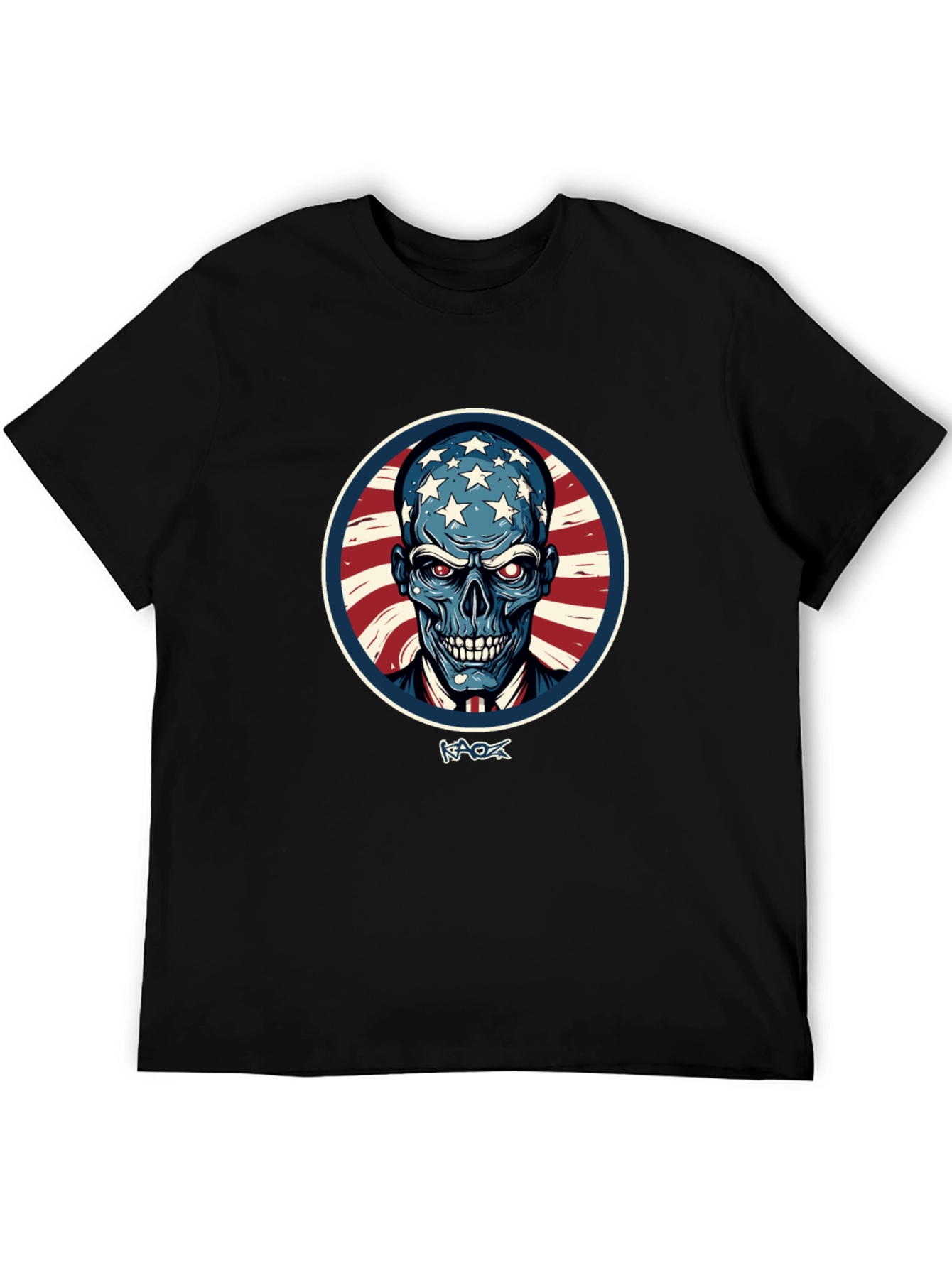 Black American Patriot Skull Graphic T-Shirt view 5