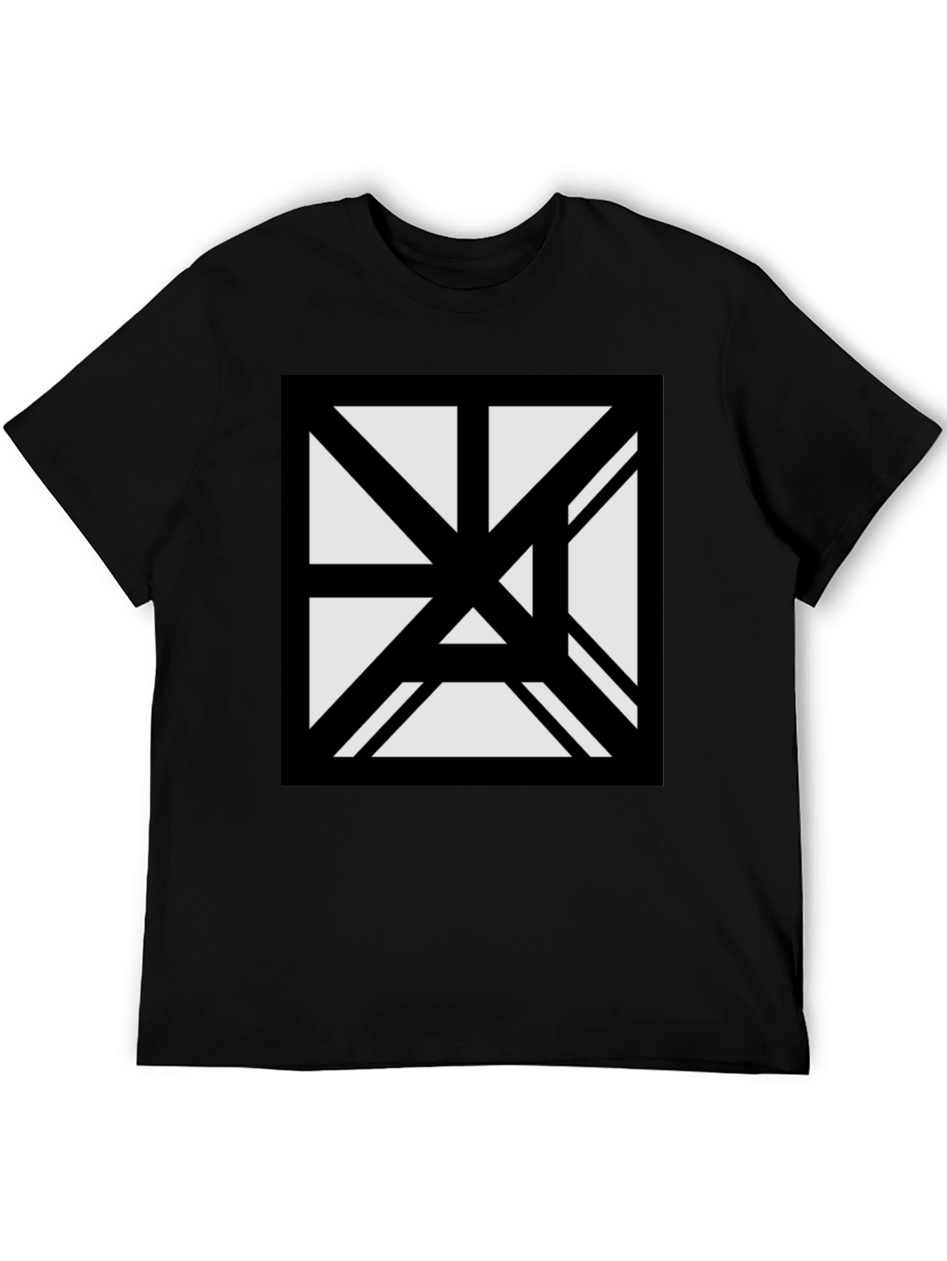 Black Abstract Geometric Graphic Black T-Shirt view 5