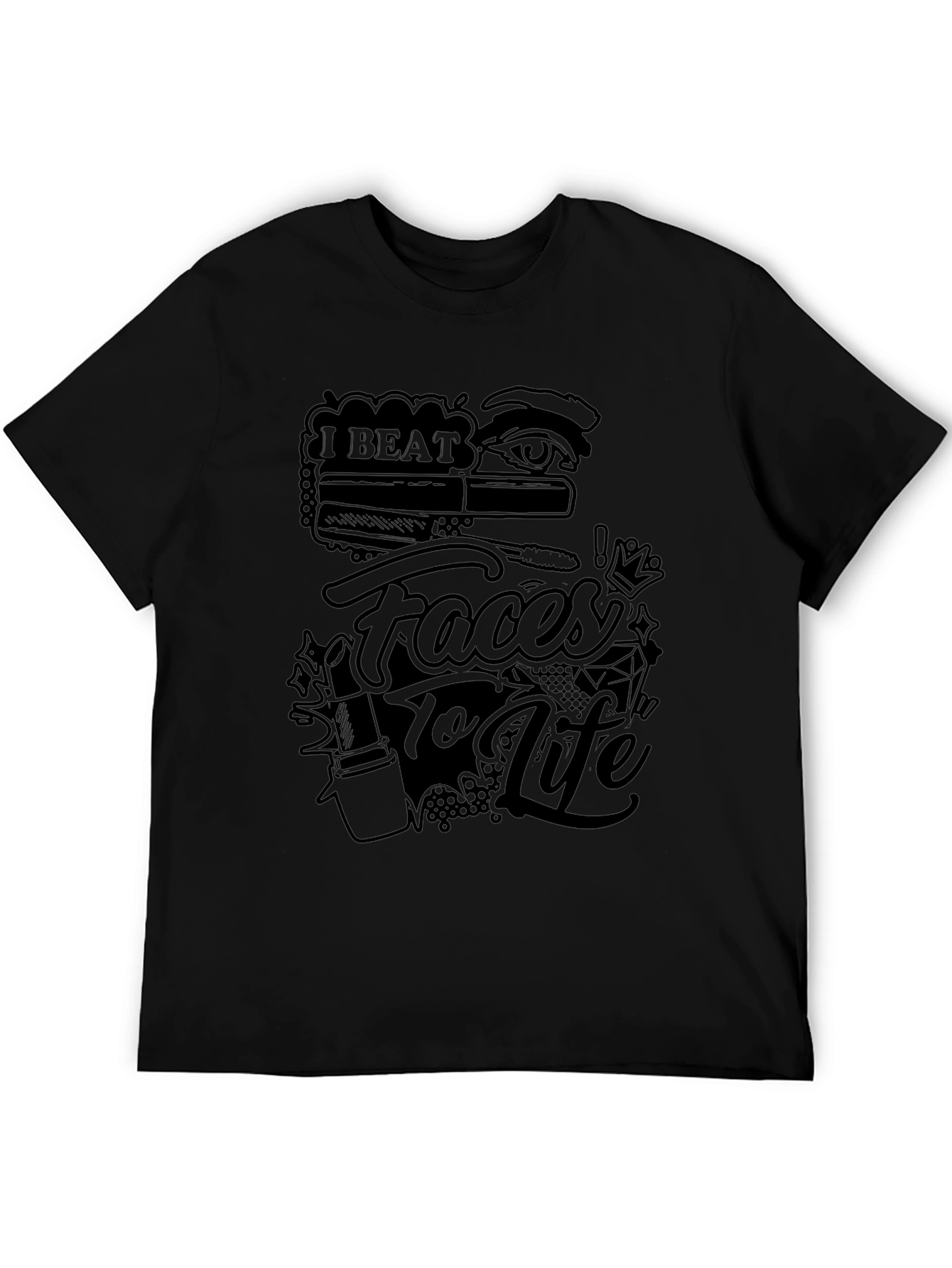 Black I Beat Faces to Life Graphic T-Shirt - Makeup Artist Tee view 5
