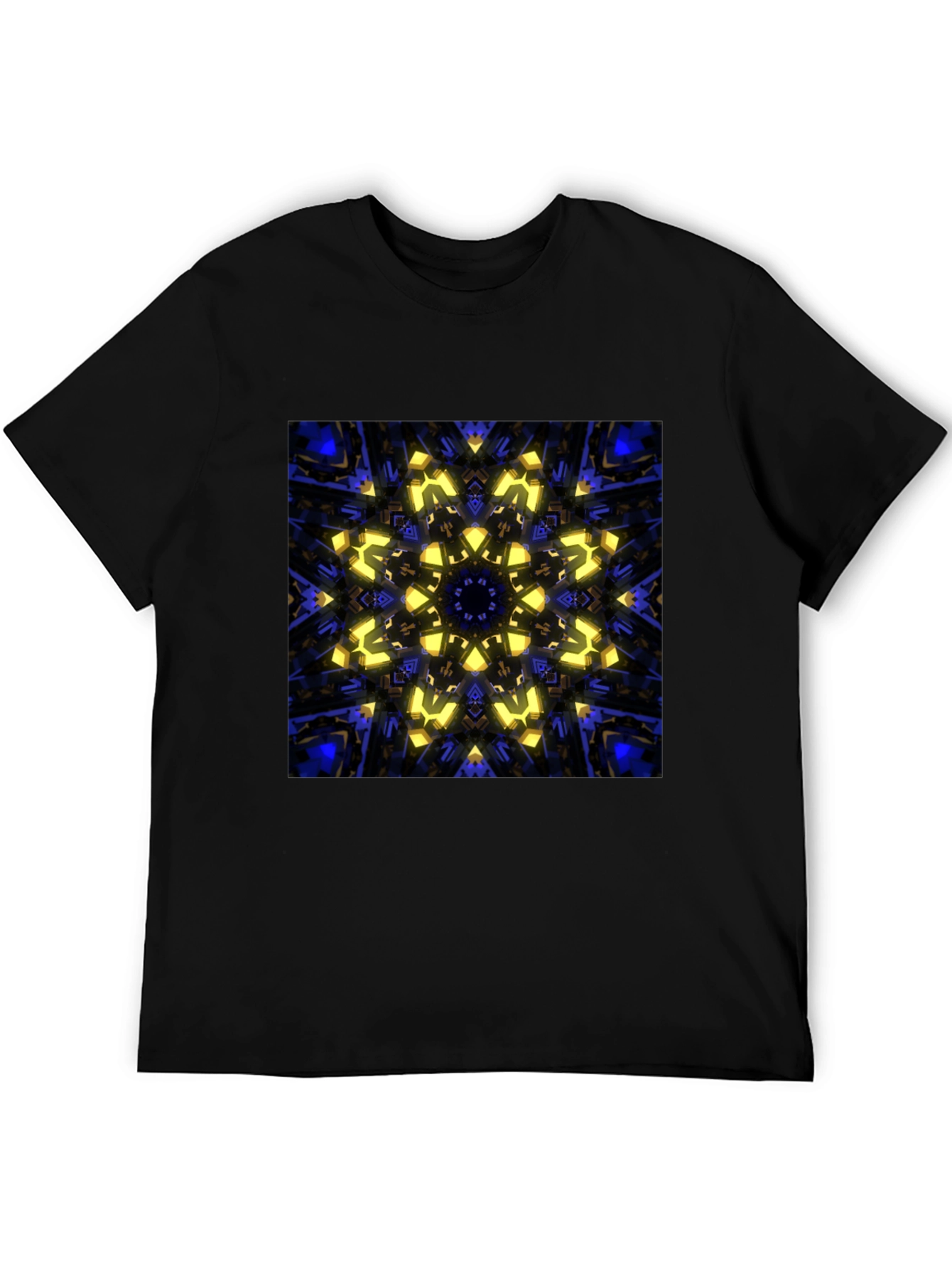 Black Abstract Kaleidoscope Graphic Print Black T-Shirt view 5
