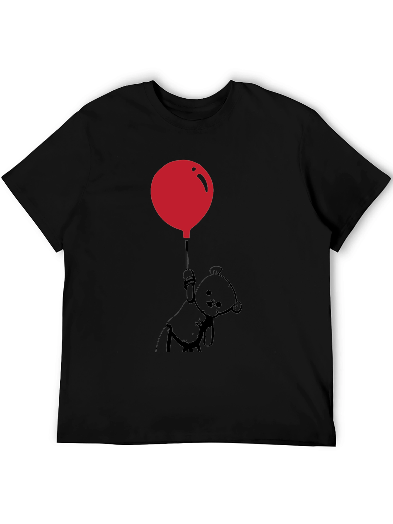 Black Whimsical Teddy Bear Balloon Graphic Tee - Black view 5
