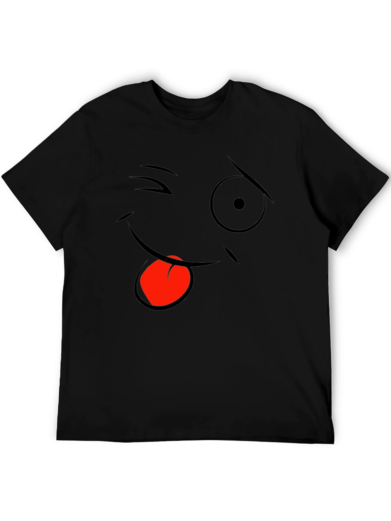 Black Funny Face Graphic Black T-Shirt view 5