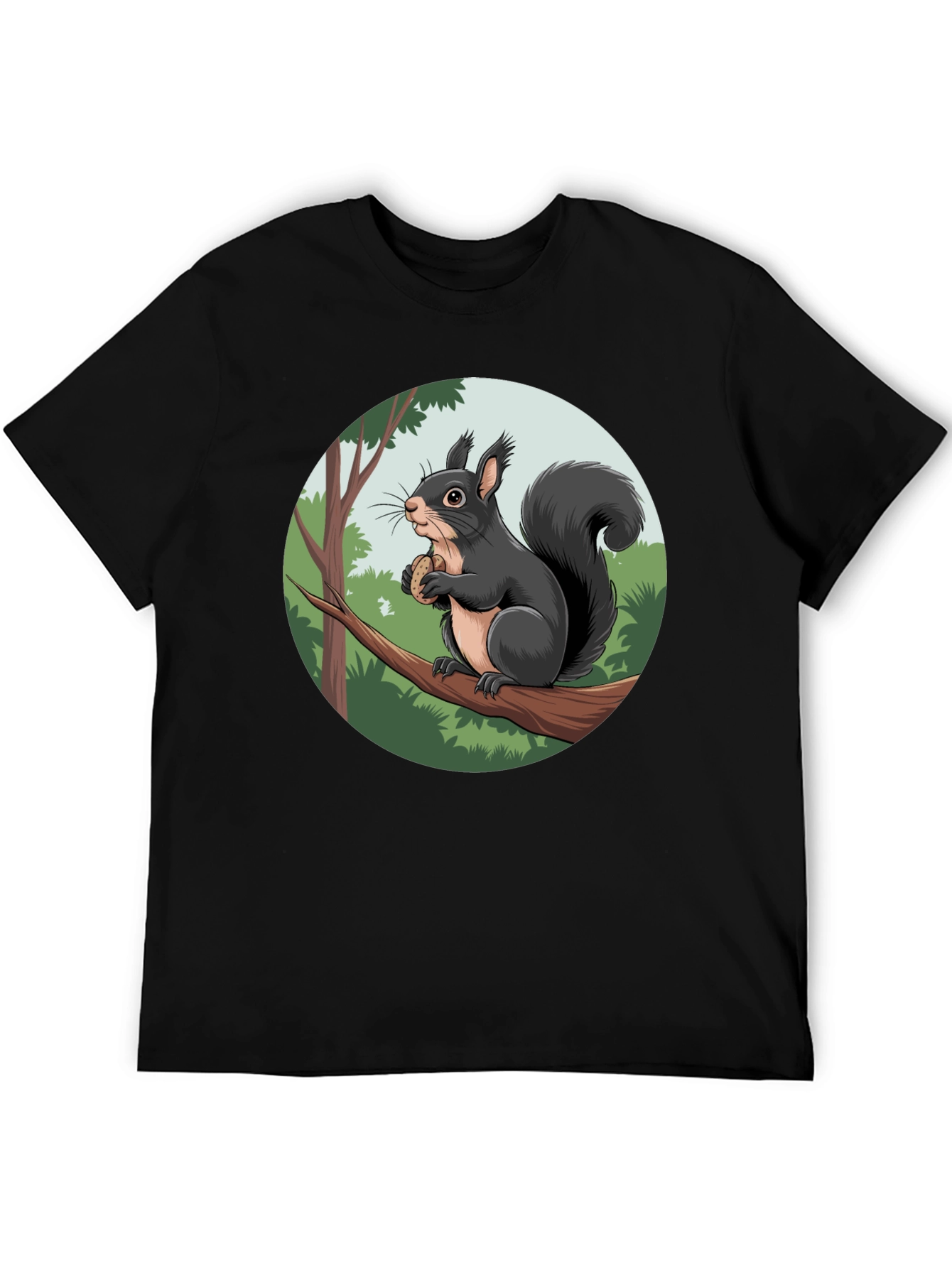 Black Squirrel Graphic Black T-Shirt view 5