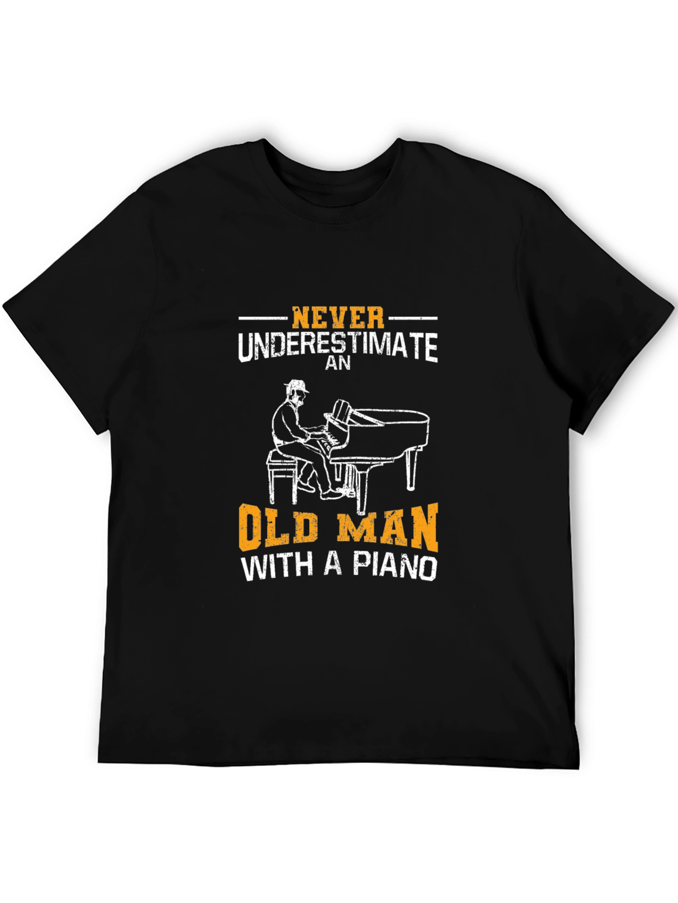 Black Old Man Piano Player Graphic T-Shirt view 5