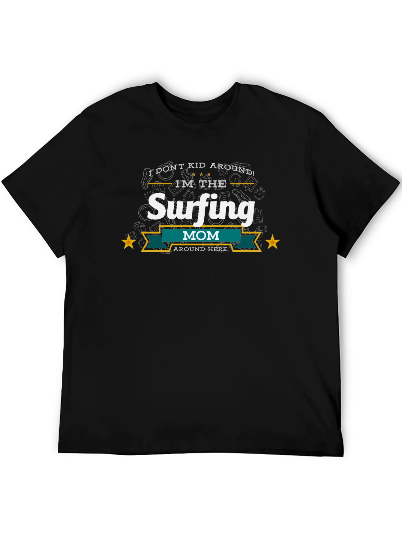 Black Surfing Mom T-Shirt - Black Cotton Blend view 5