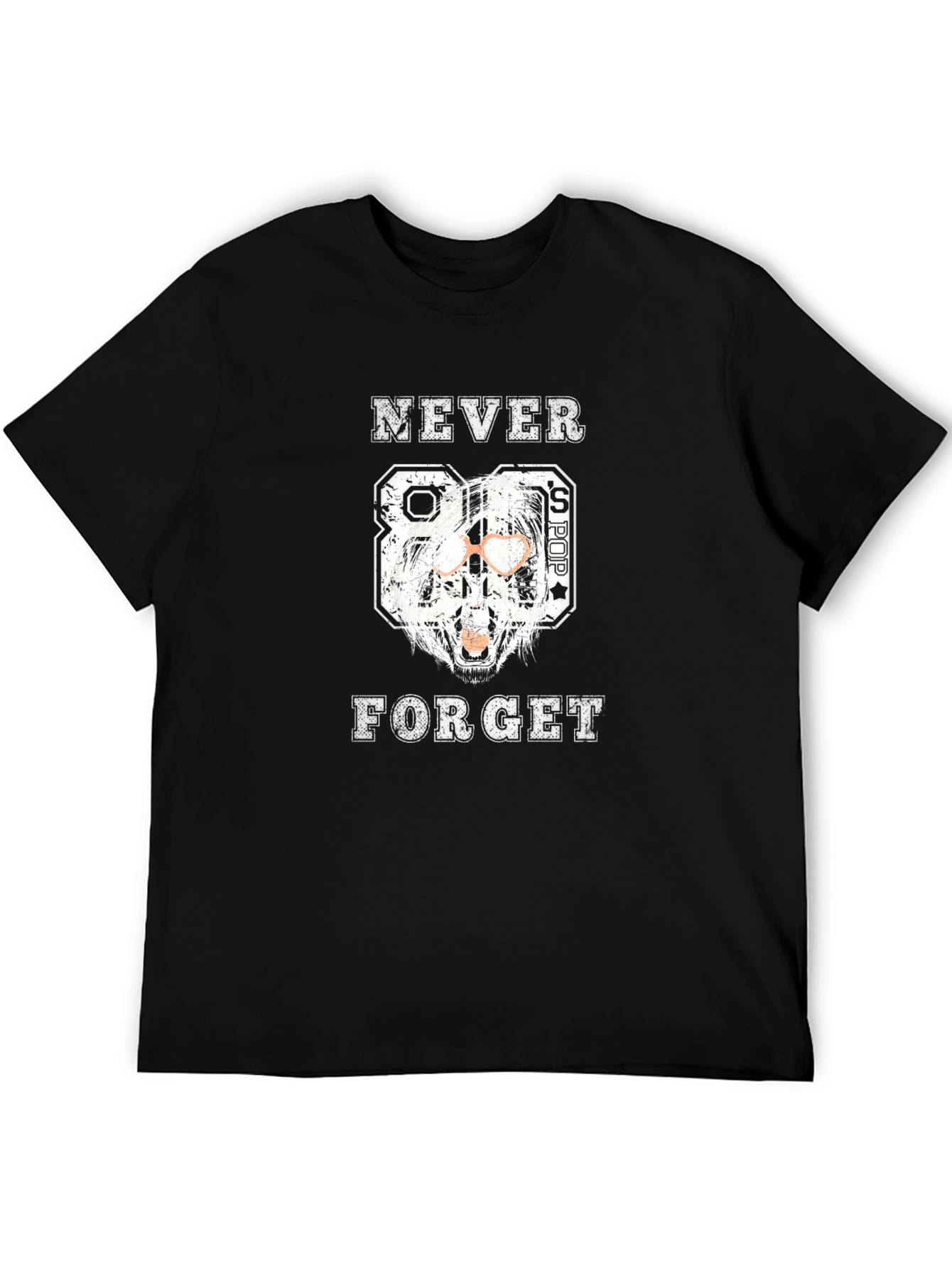Black Never Forget 80's Pop Men's Black T-Shirt view 5