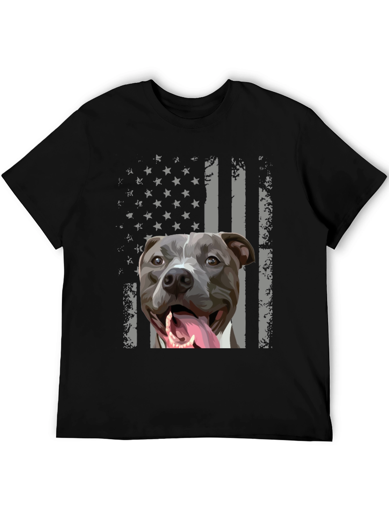 Black American Pitbull Flag T-Shirt view 5