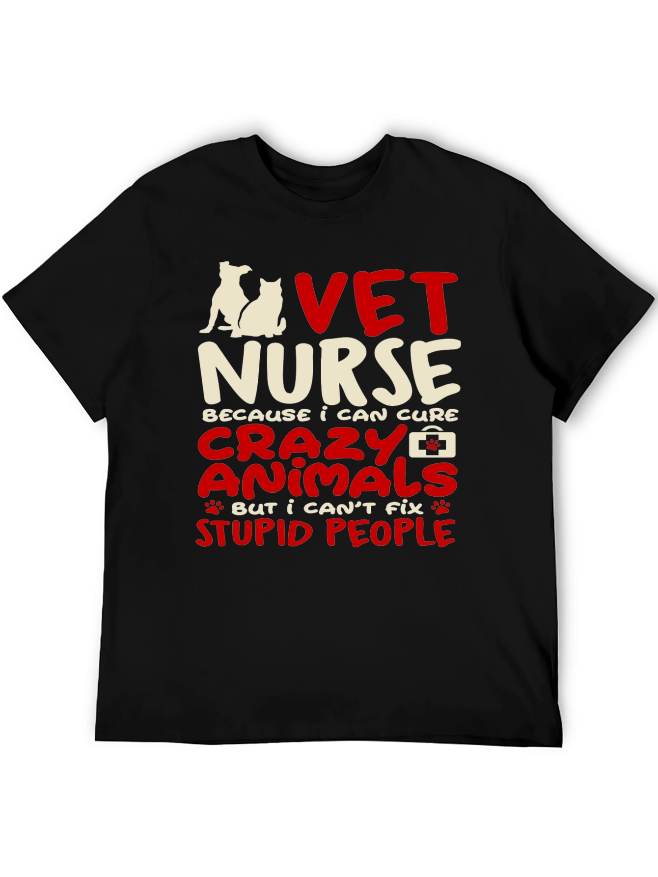 Black Vet Nurse T-Shirt: Cure Animals, Not Stupid People view 5