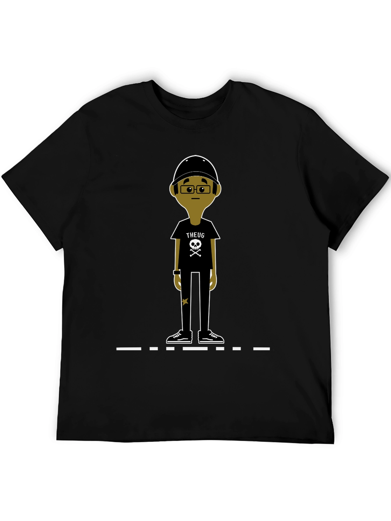 Black Unique Cartoon Character Graphic Black T-Shirt view 5
