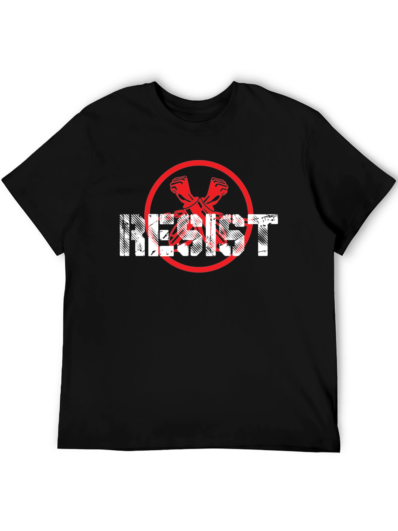 Black Resist Graphic Tee - Black Crew Neck Cotton T-Shirt view 5