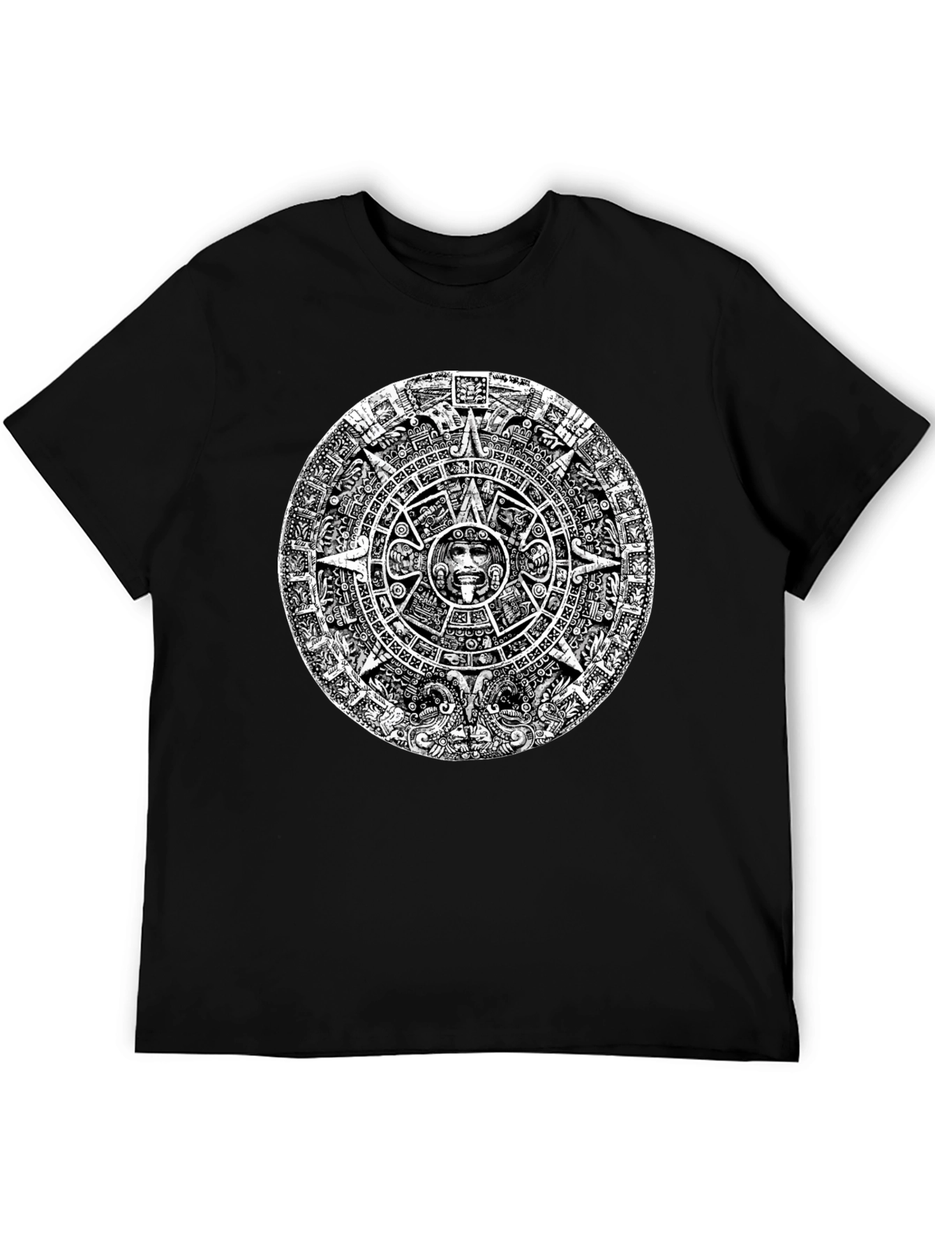 Black Aztec Calendar Graphic Tee - Black view 5