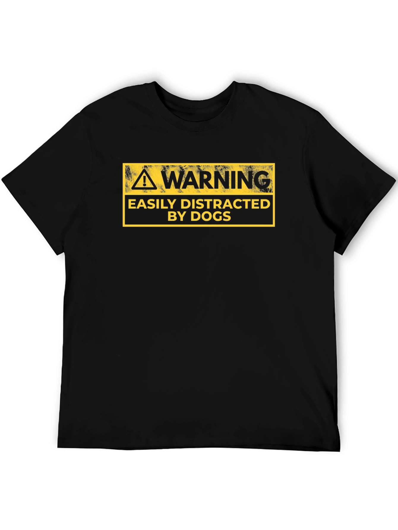 Black Warning Easily Distracted By Dogs Graphic Tee view 5