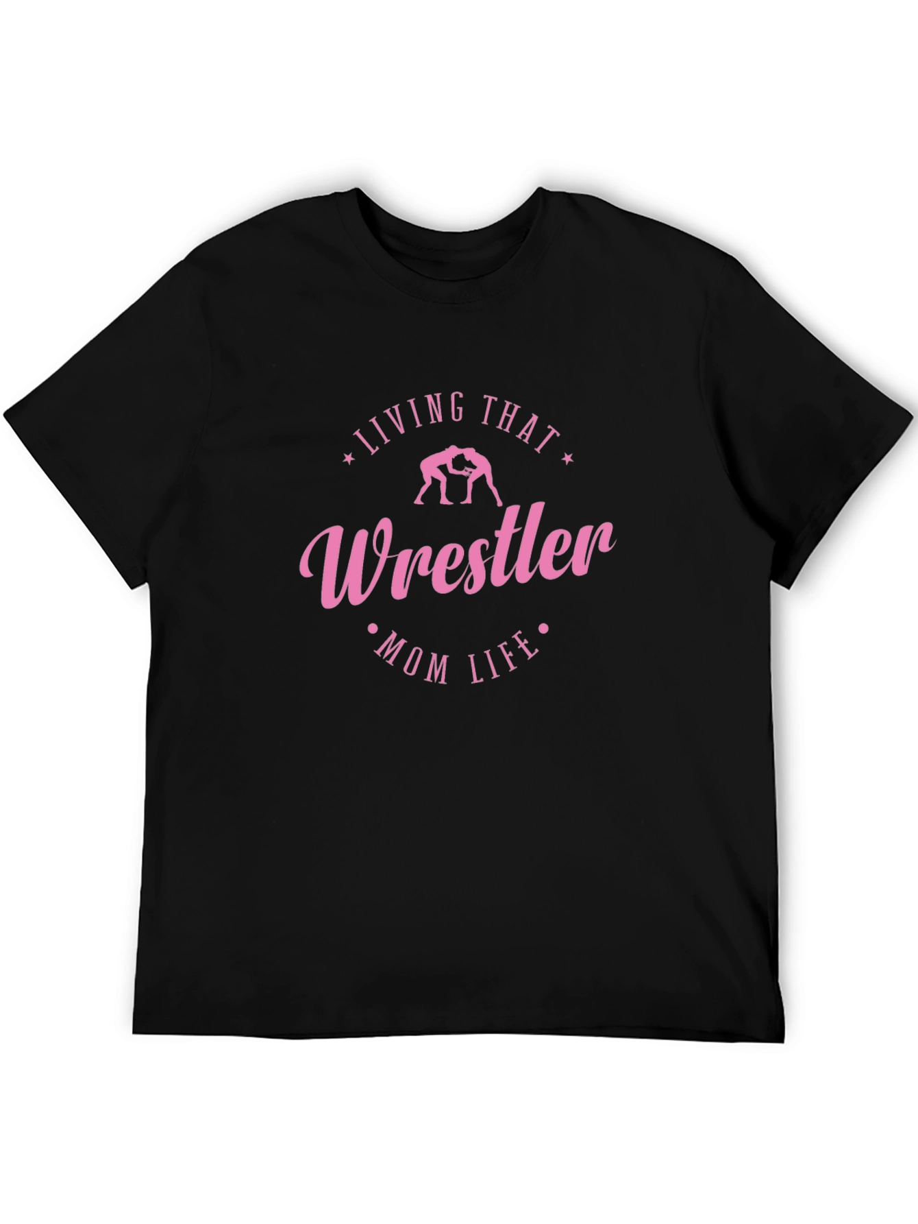 Black Wrestler Mom Life T-Shirt - Black view 5
