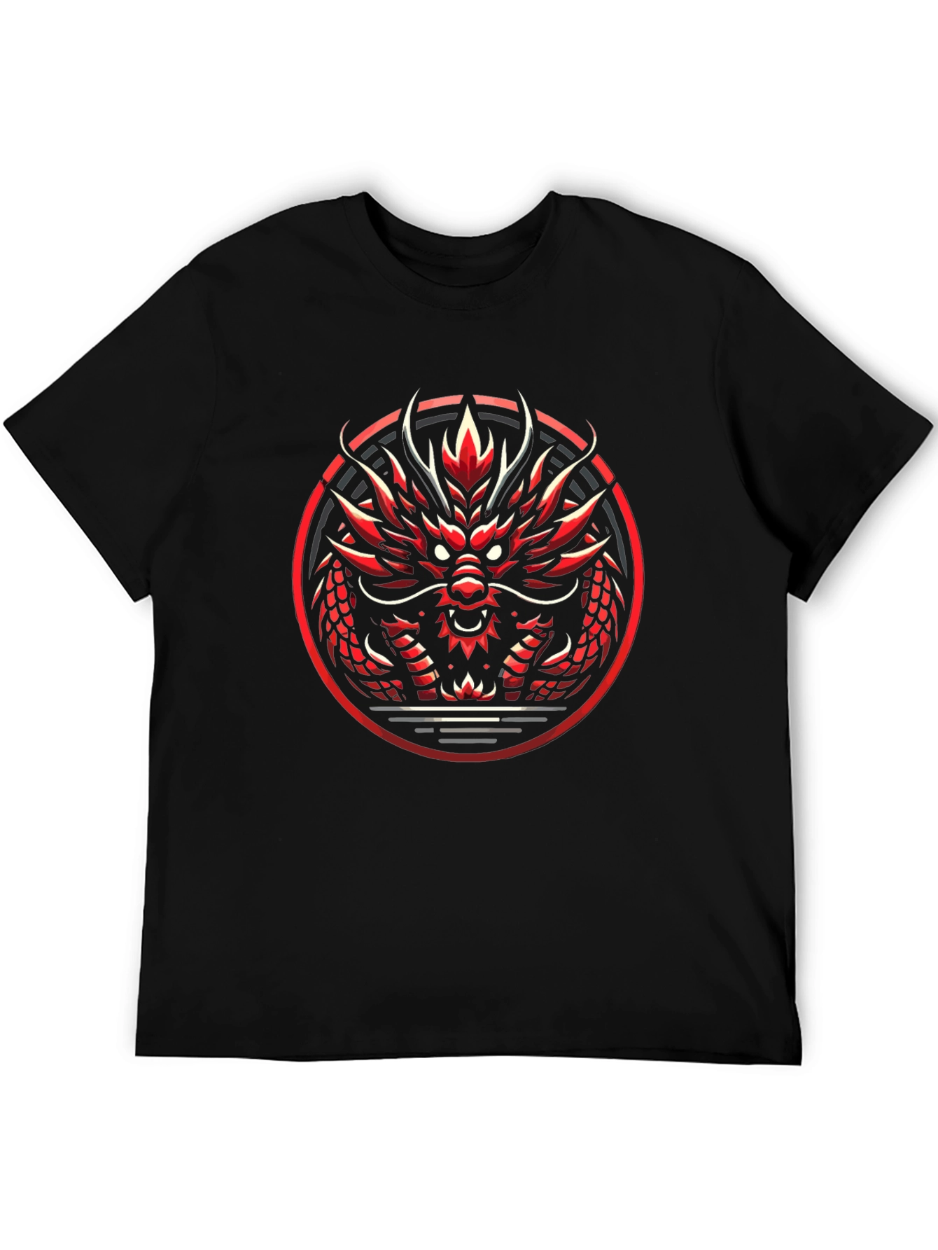 Black Red Dragon Graphic Tee - Bold Asian Design view 5