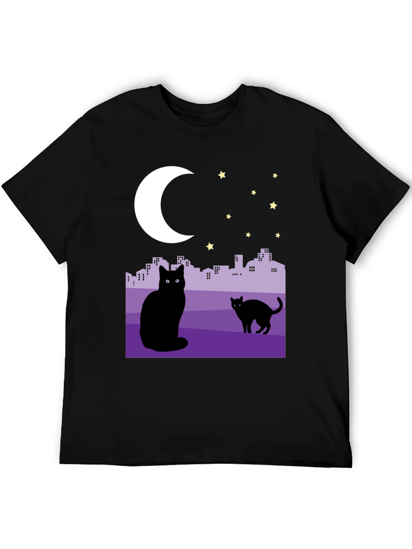 Black Cats Under the Moon Graphic T-Shirt view 5