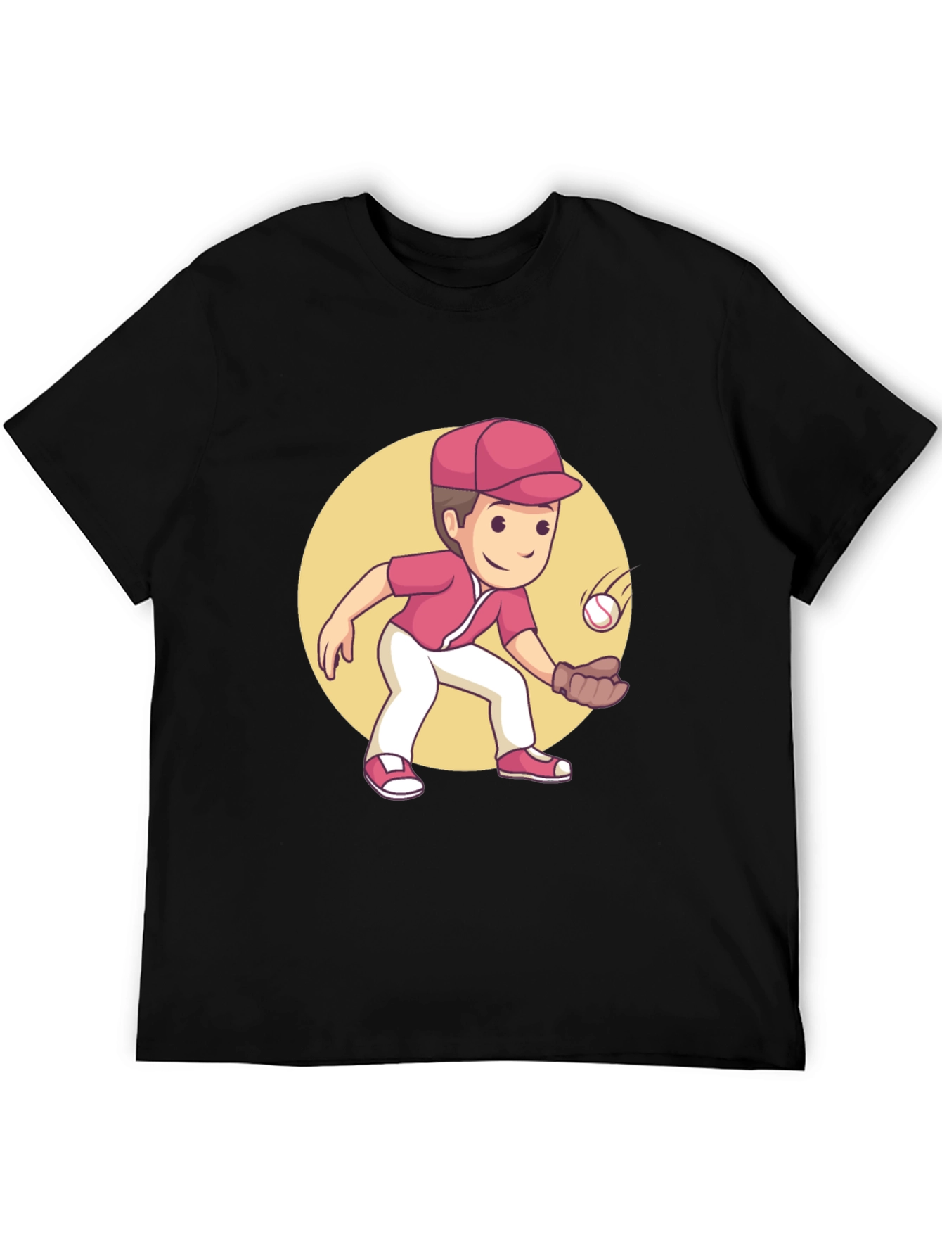 Black Cartoon Baseball Player Graphic Tee view 5