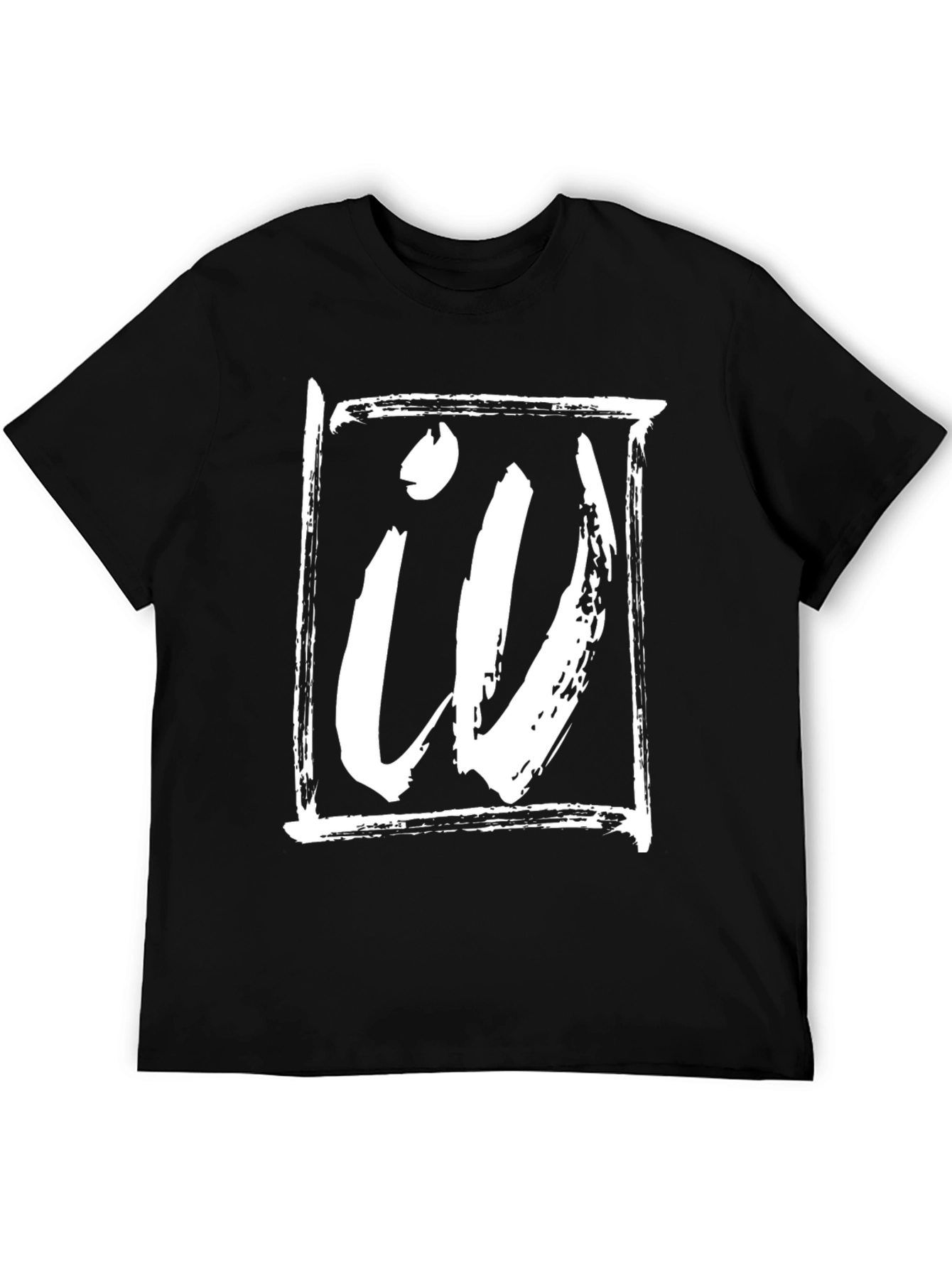 Black Bold Graphic Tee - Black with White Abstract Design view 5