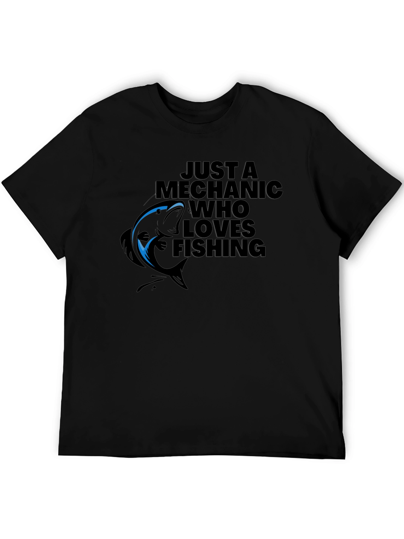 Black Mechanic Who Loves Fishing Black Graphic T-Shirt view 5