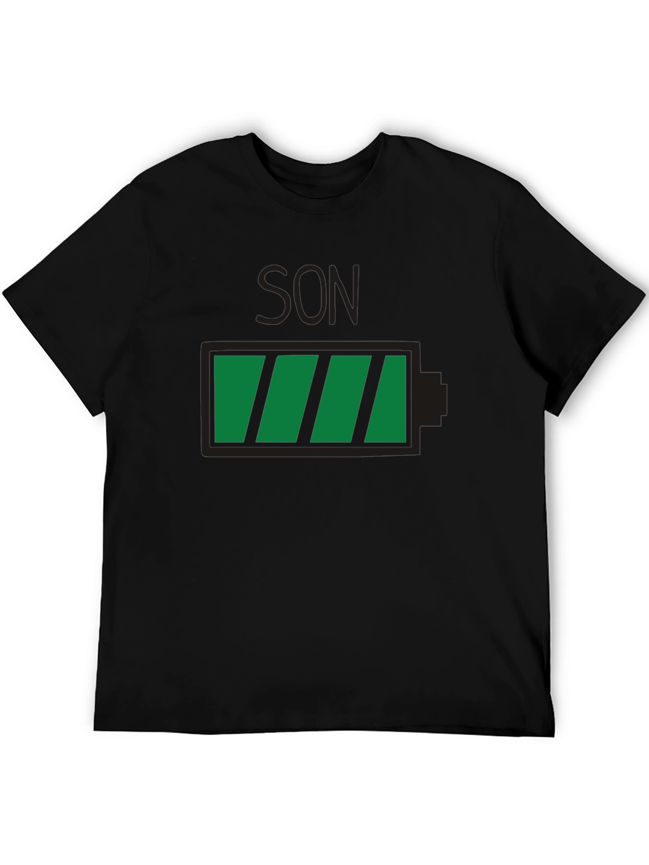Black Full Battery Son T-Shirt - Black Graphic Tee view 5
