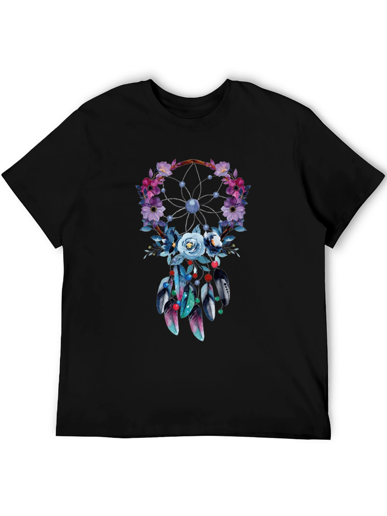 Black Floral Dreamcatcher Graphic Tee - Stylish Comfort view 5